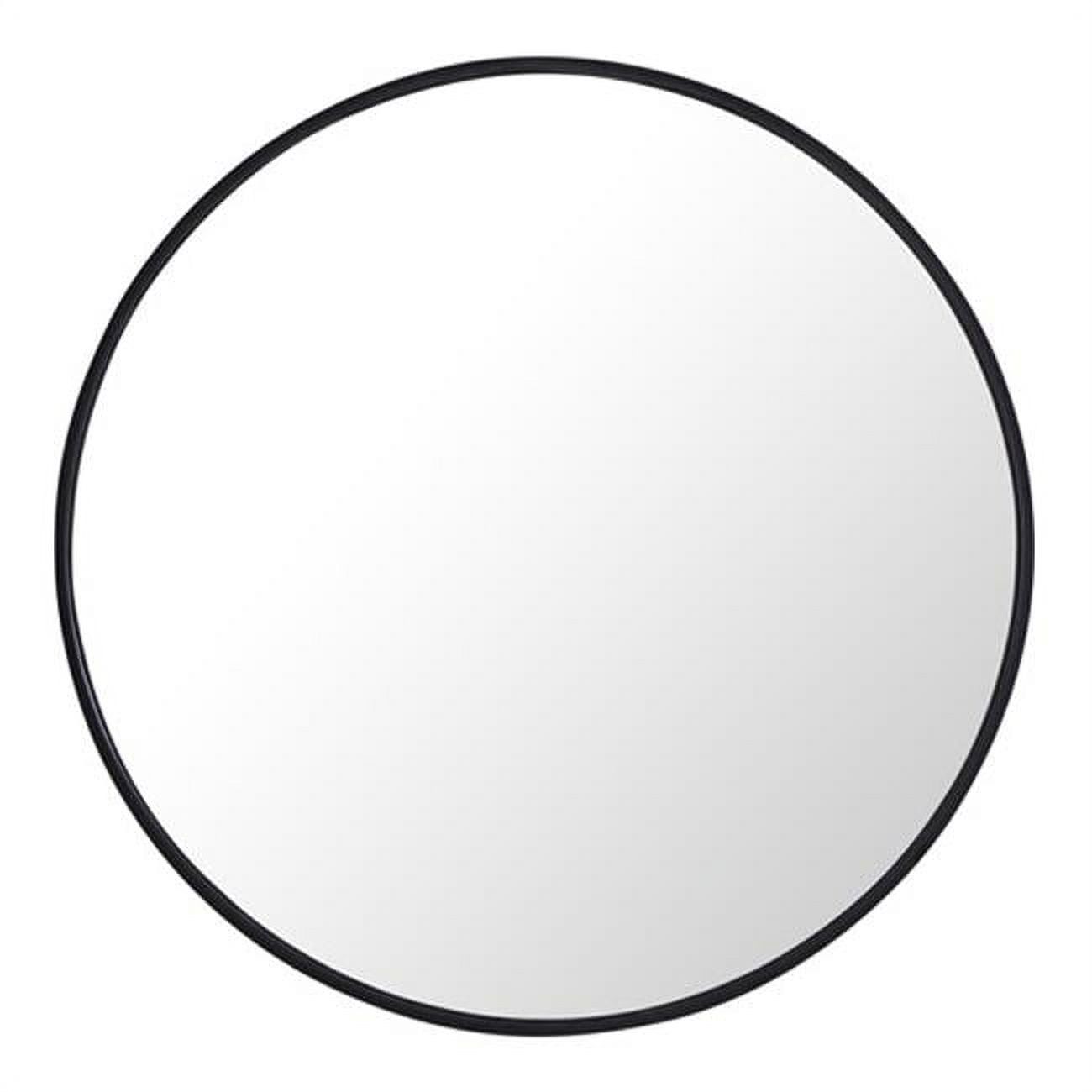 Contemporary Minimalist 28" Round Black Metal Frame Mirror