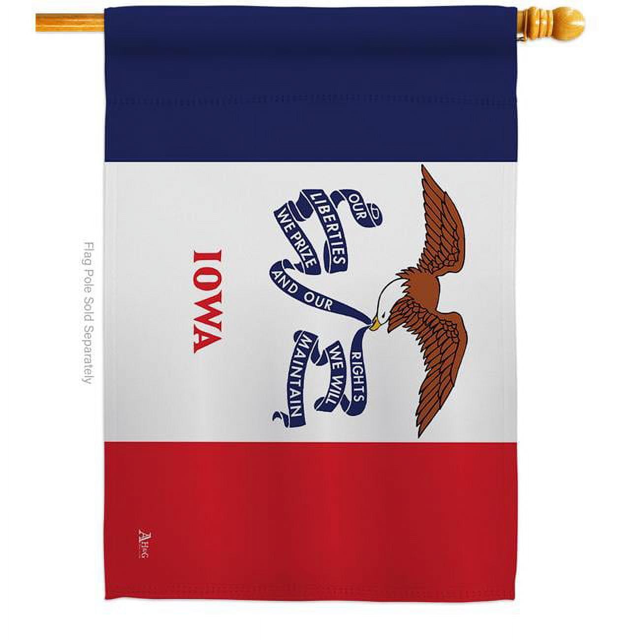 Iowa State Double-Sided Patriotic House Flag 28 x 40 Inch