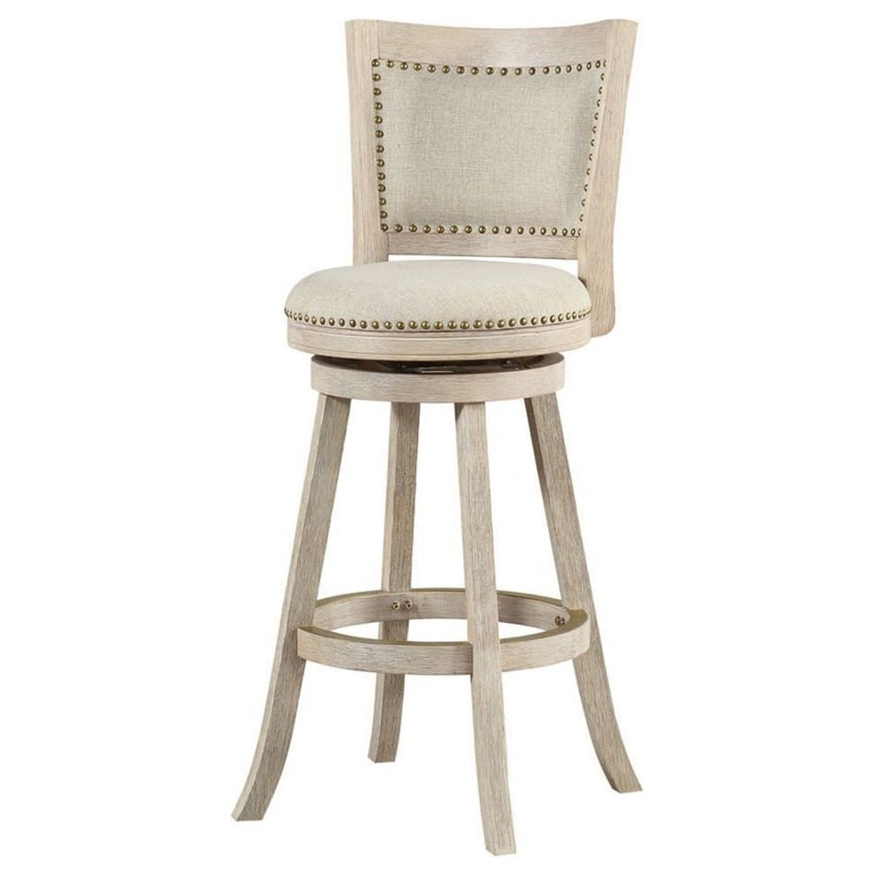 Elevate Gray 29" Wood Swivel Bar Stool with Nailhead Accents