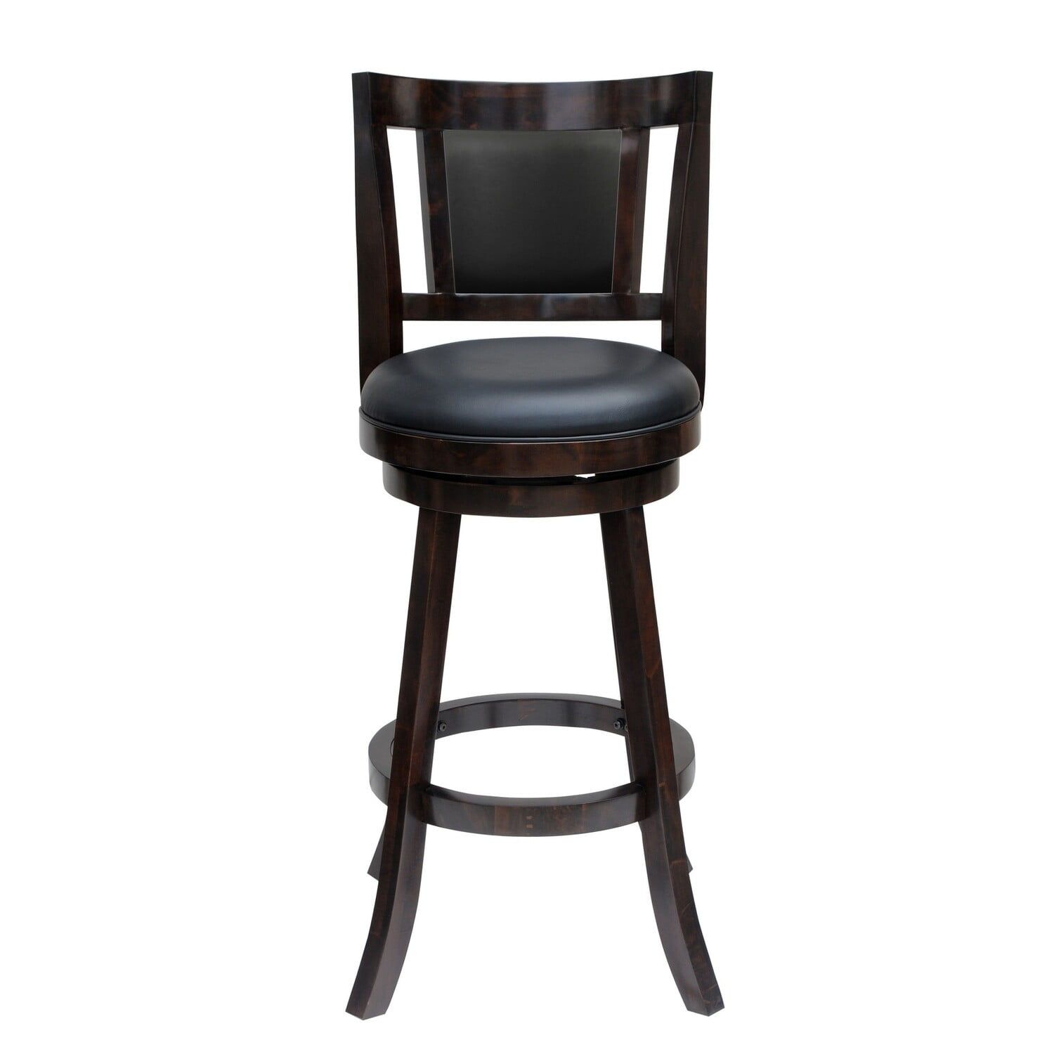 Sophisticated Dark Brown Faux Leather & Wood Swivel Counter Stool