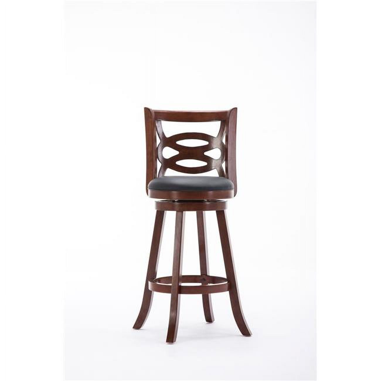 Cherry Wood Swivel Bar Stool with Leatherette Seat