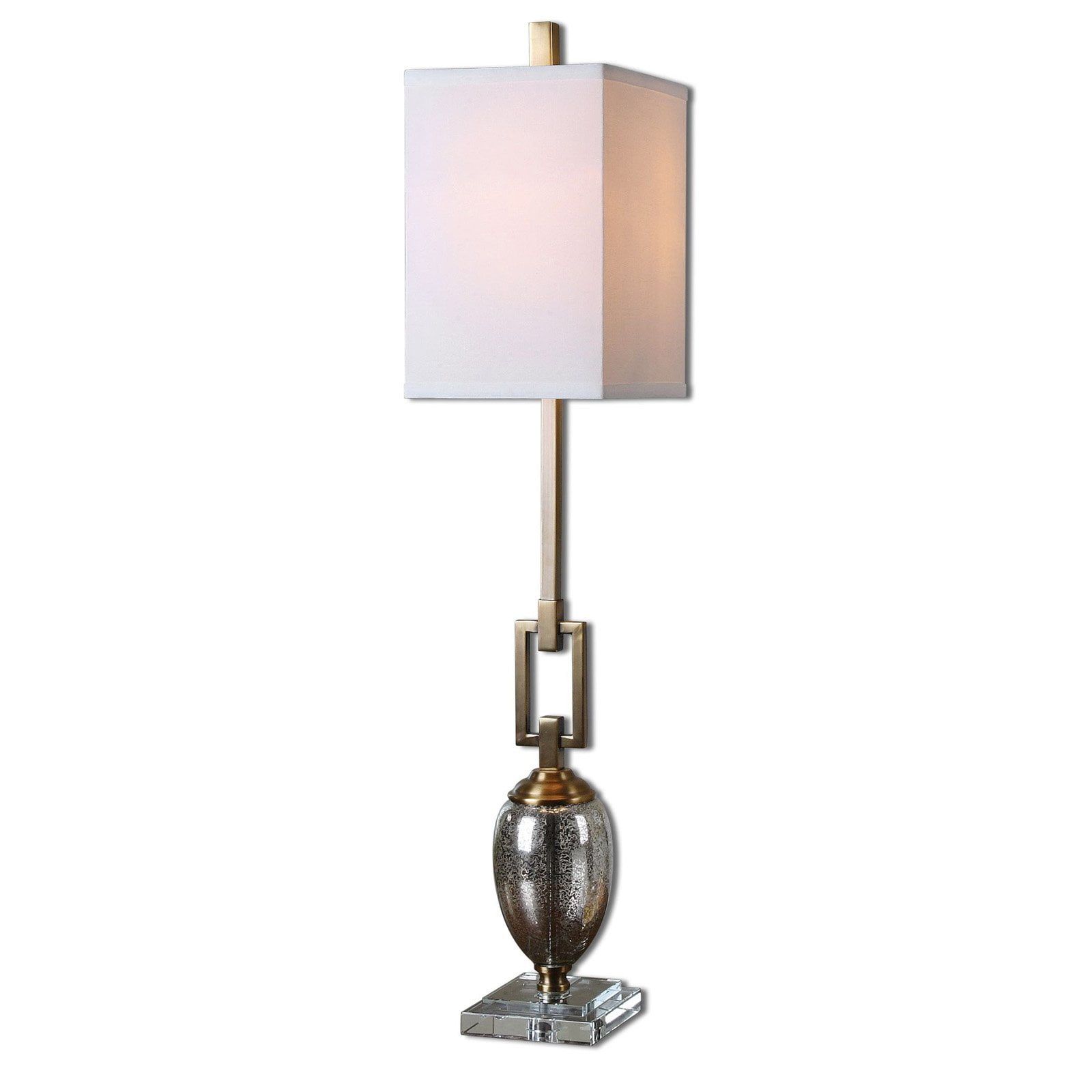 Bronze Mercury Glass Buffet Lamp with Crystal Foot