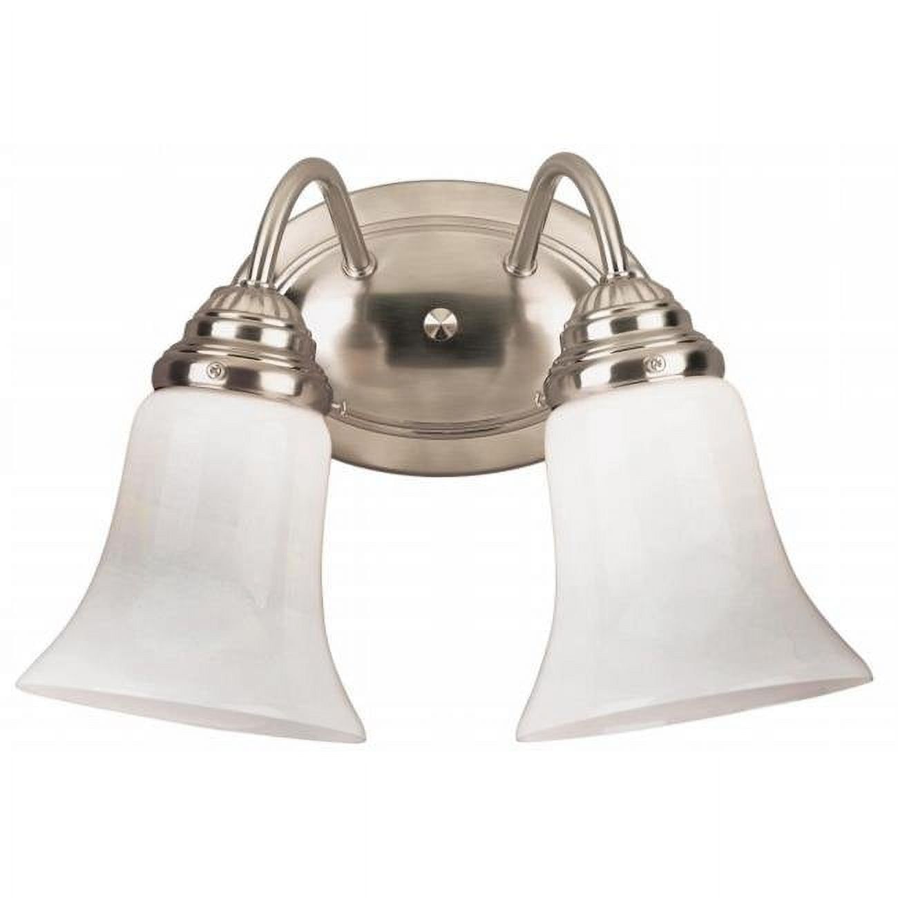 Brushed Nickel 2-Light Wall Sconce with White Opal Glass