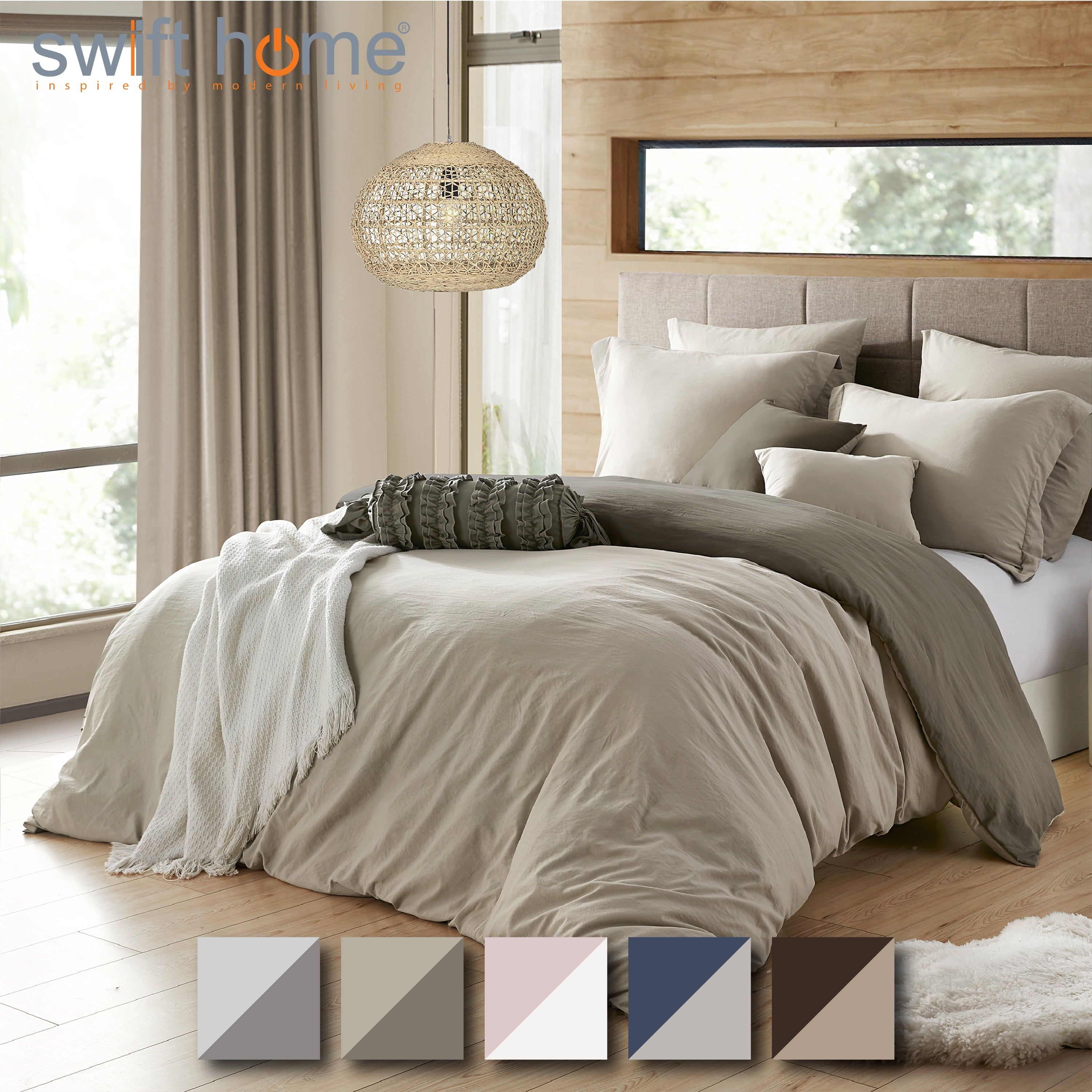 Khaki and Driftwood Twin/Twin XL Reversible Microfiber Duvet Cover Set