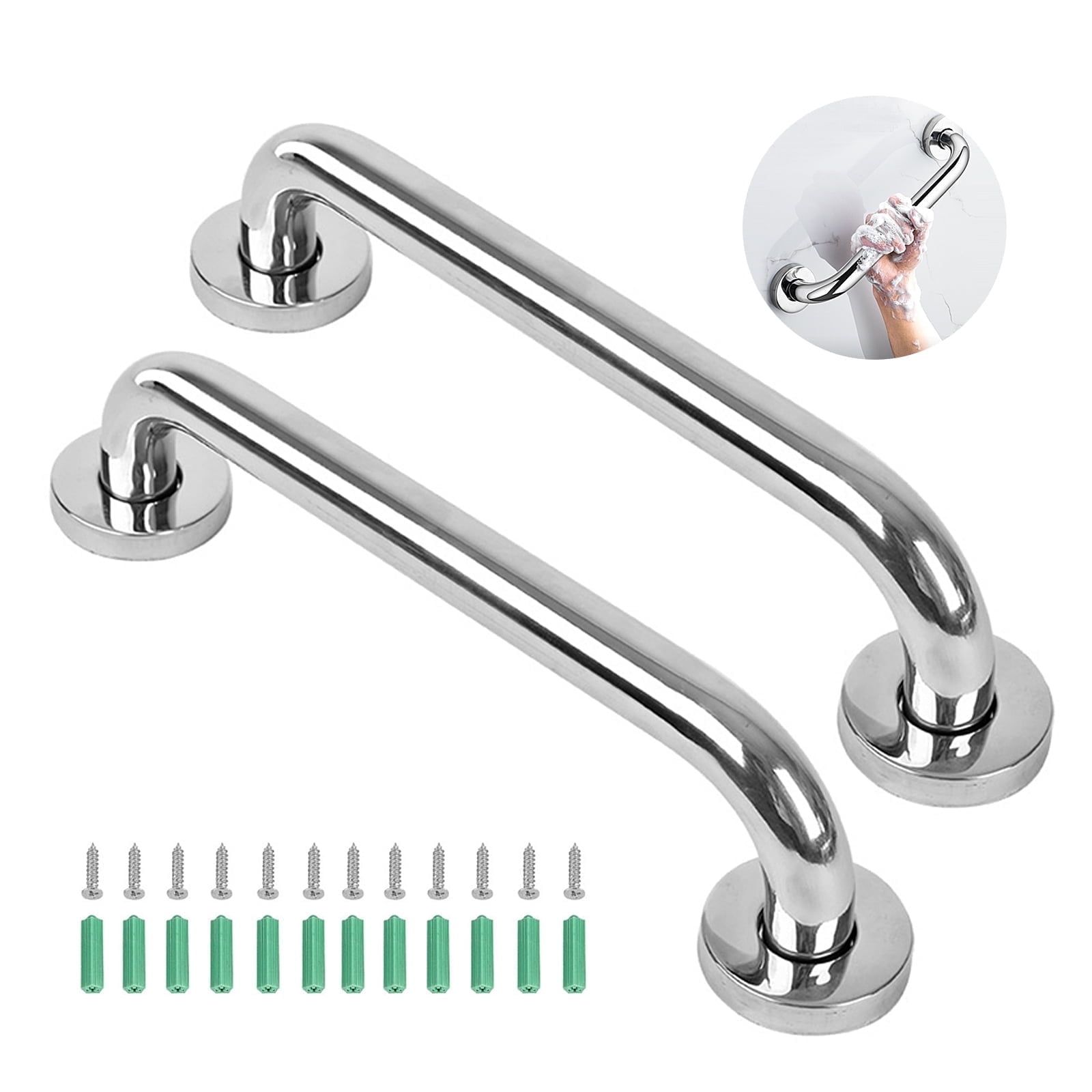 16 Inch Stainless Steel Bathroom Safety Grab Bars, Set of 2