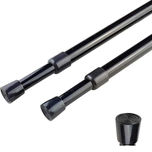 Adjustable Black Carbon Steel Spring Tension Curtain Rods, 28-43 Inches, Set of 2