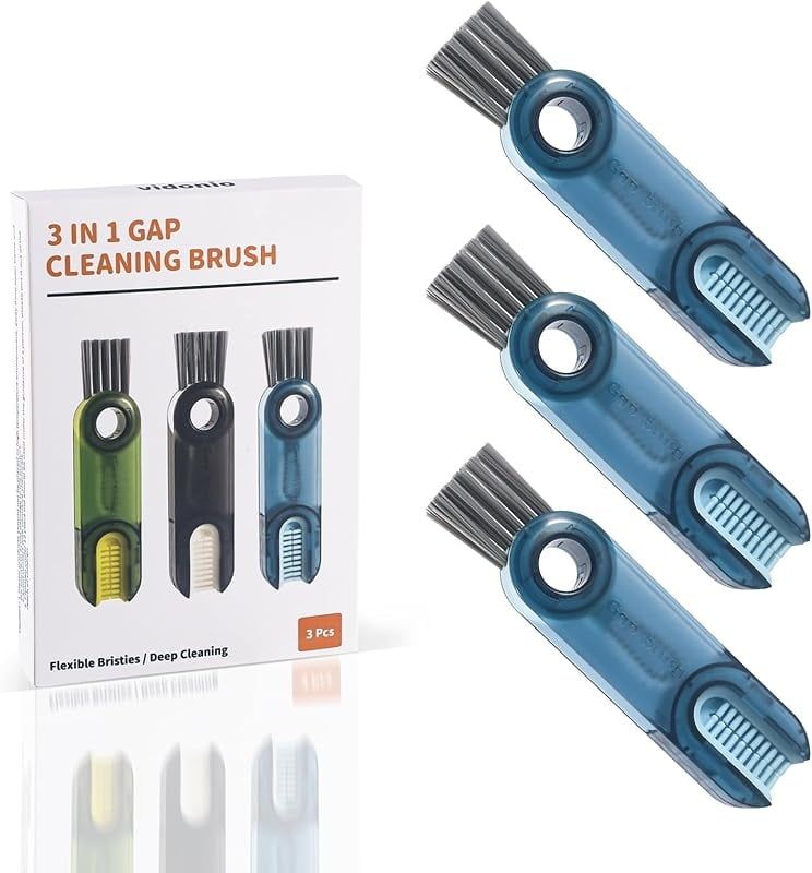 3-Piece Blue Multifunctional Silicone Cup Cleaning Brush Set