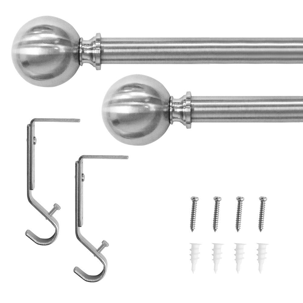 Brushed Nickel 40.55" Drapery Rod Set with Sphere Finials