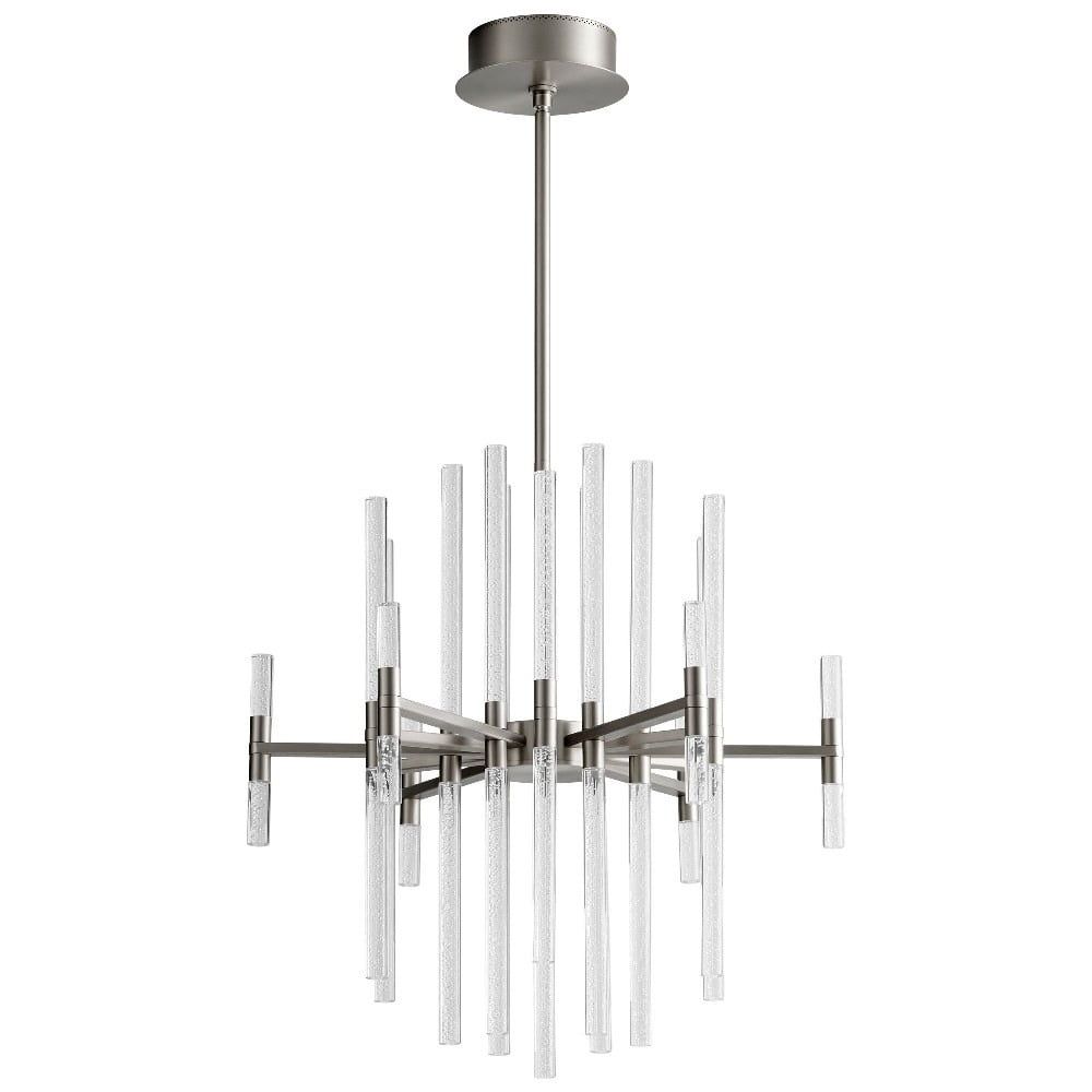 Miro 26" Satin Nickel LED Chandelier with Clear Bubble Glass