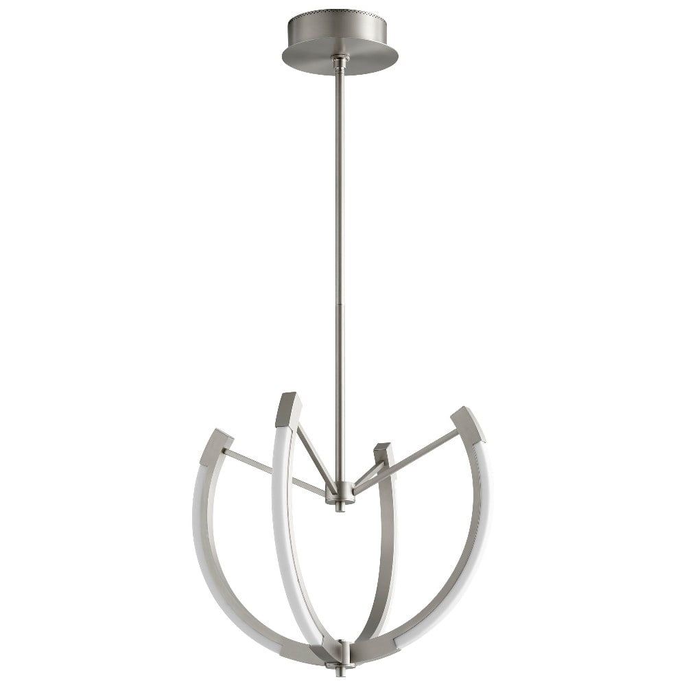 Utopia 21" Satin Nickel LED Chandelier with Matte White Acrylic Shade