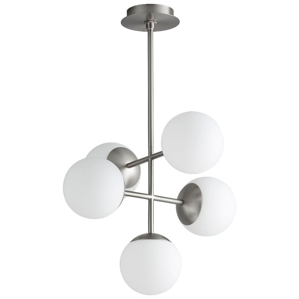 Nebula Satin Nickel 5-Light LED Globe Chandelier