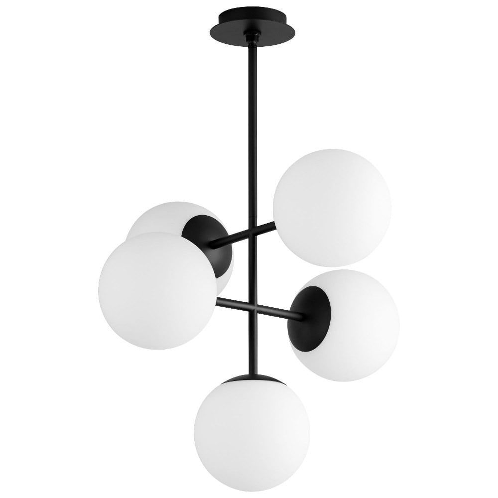 Nebula Black Glass 5-Light LED Globe Pendant