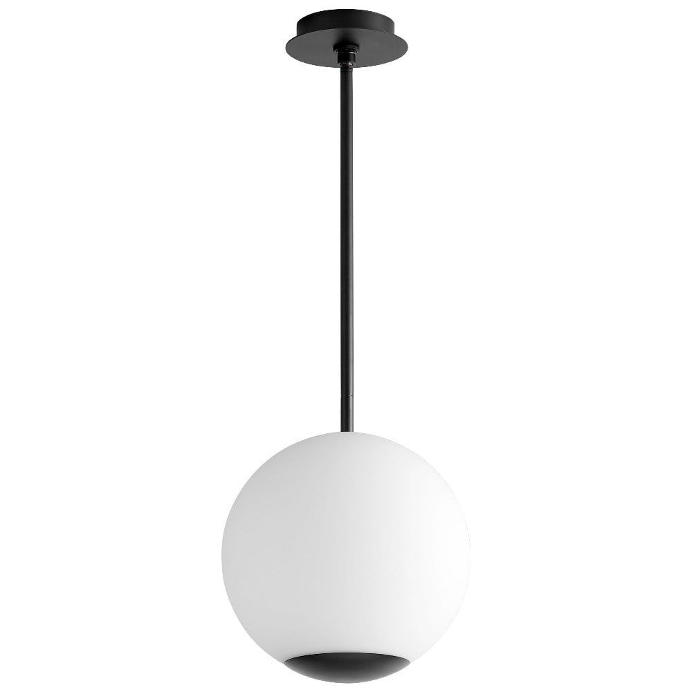 Terra Matte Opal Globe 12" LED Pendant in Black Finish