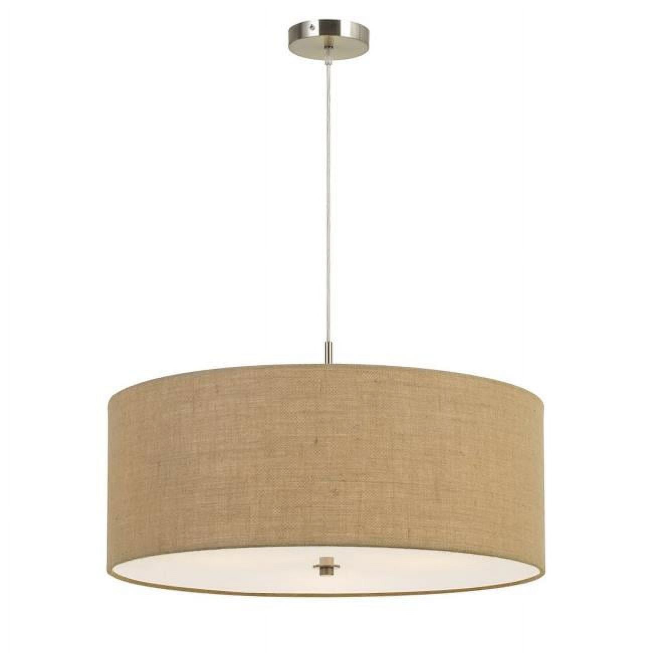 Sophisticated Beige Fabric Drum Pendant Light with Diffuser