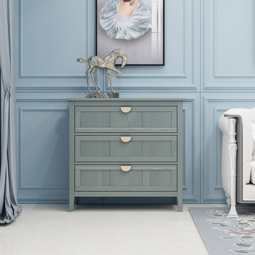 Light Gray MDF 3-Drawer Storage Cabinet