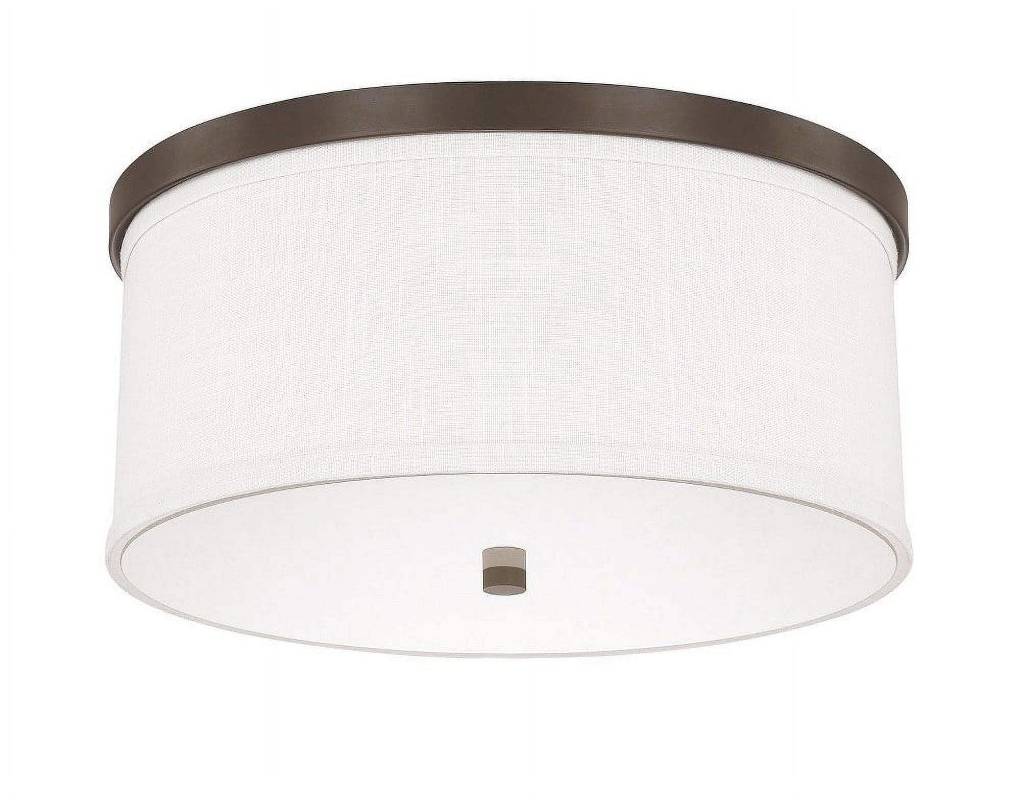 Burnished Bronze 15.75" Flush Mount with White Fabric Shade