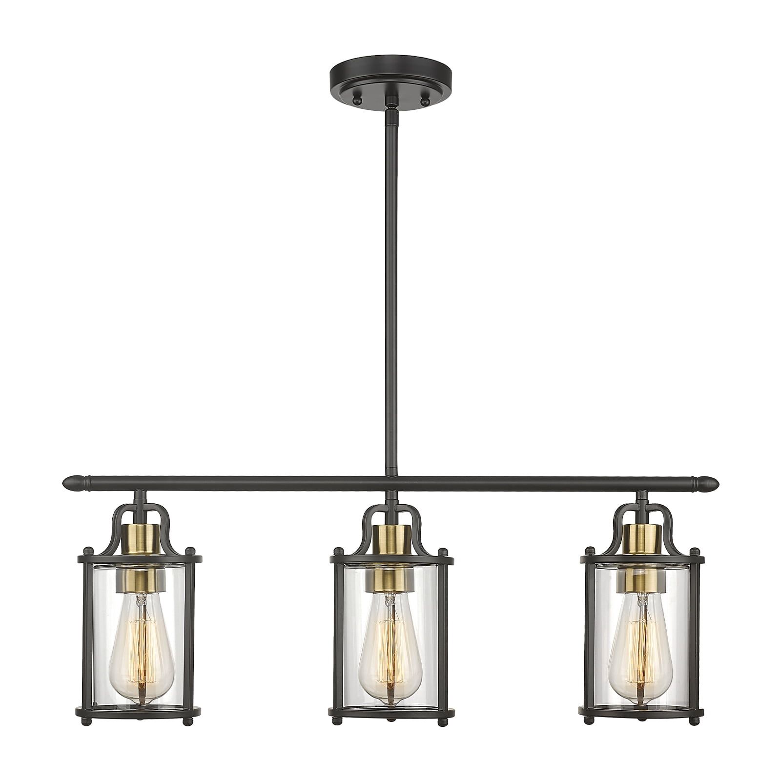 Black and Gold 3-Light Industrial Kitchen Island Pendant