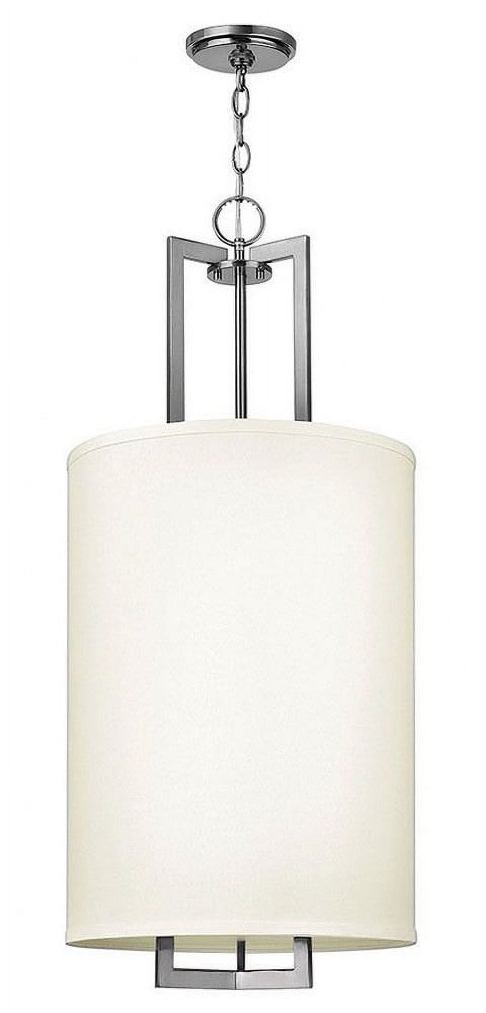 Elegant 3-Light Drum Pendant with Off-White Linen Shade - Antique Nickel