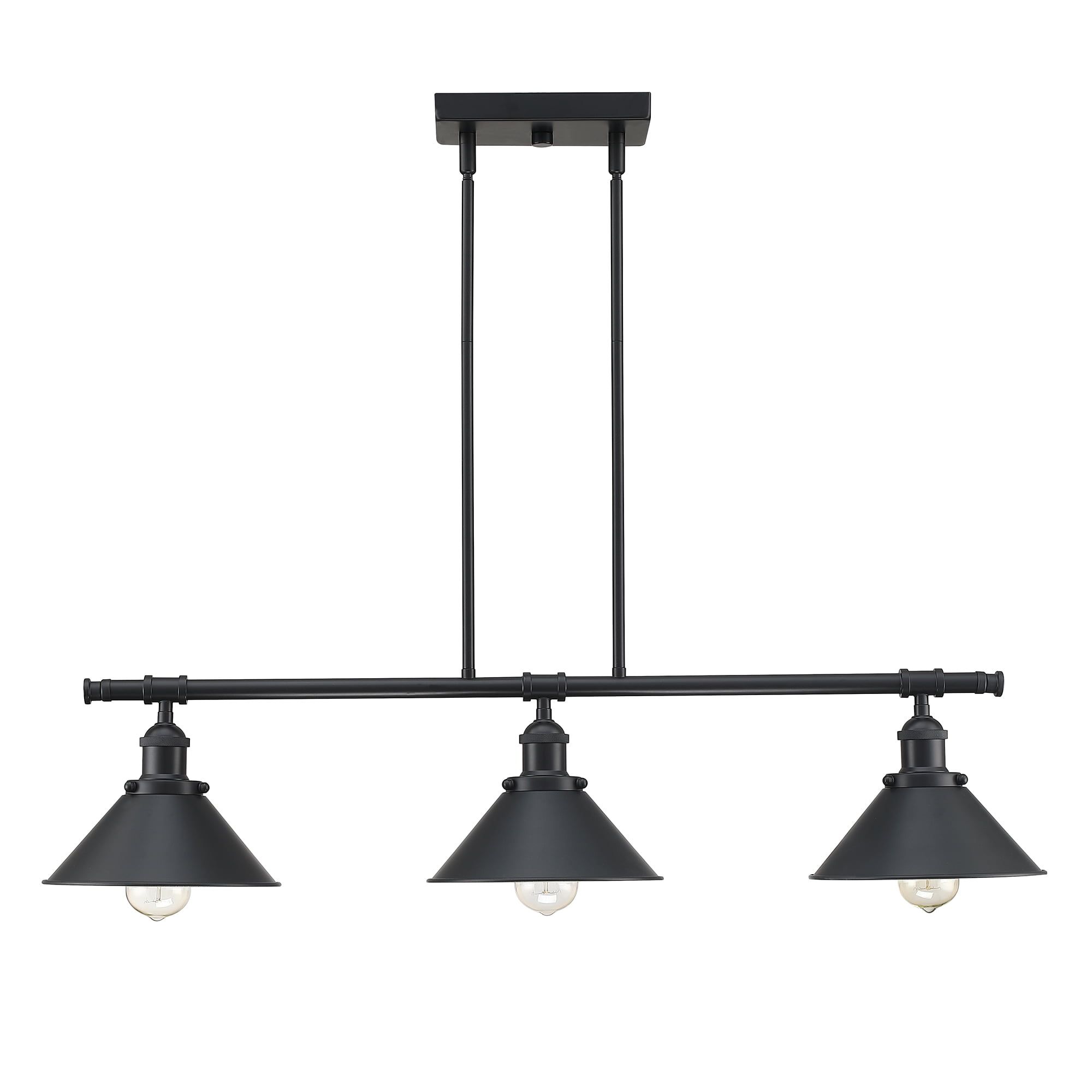 Matte Black and Gold 3-Light Industrial Pendant for Kitchen Island