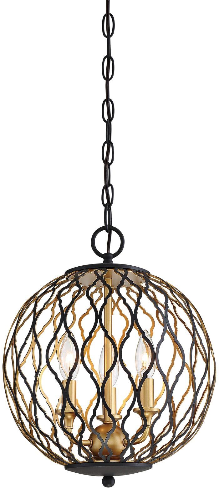 Gold and Glass 3-Light Indoor/Outdoor Pendant