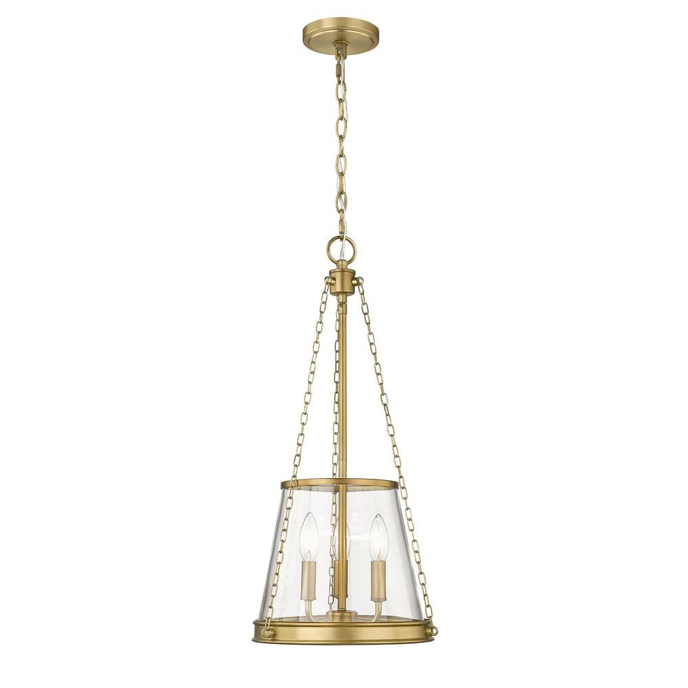 Petite Urban Brass 3-Light Pendant with Clear Glass Shade