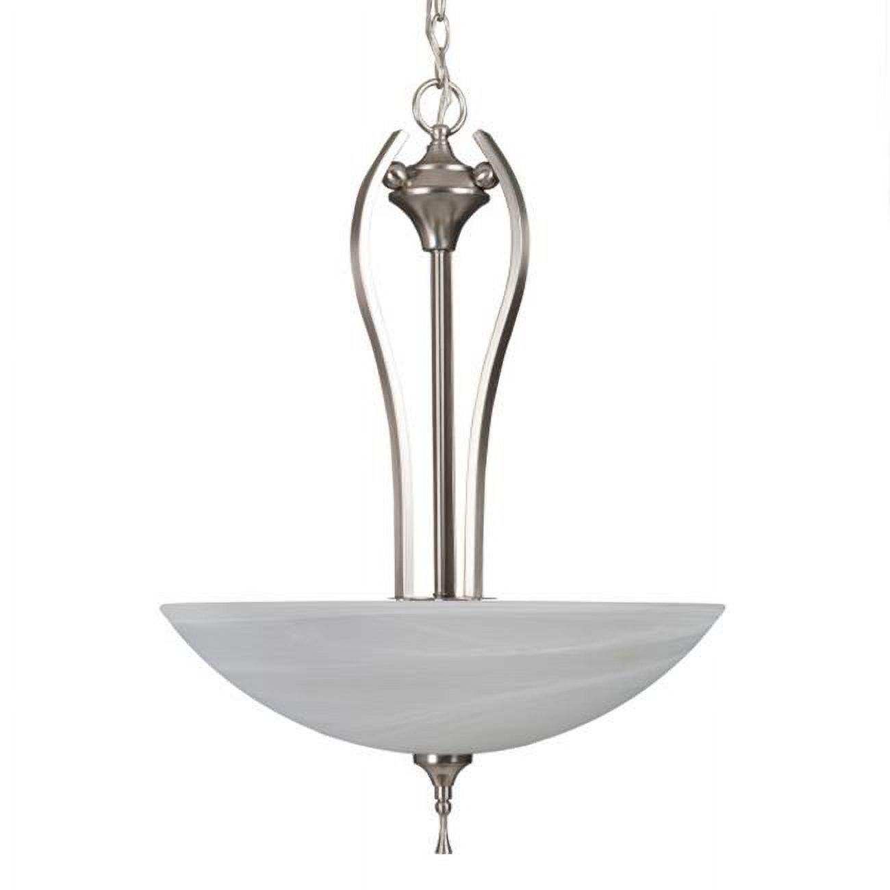 Glacier Point Satin Nickel 3-Light Pendant with Ivory Cloud Glass