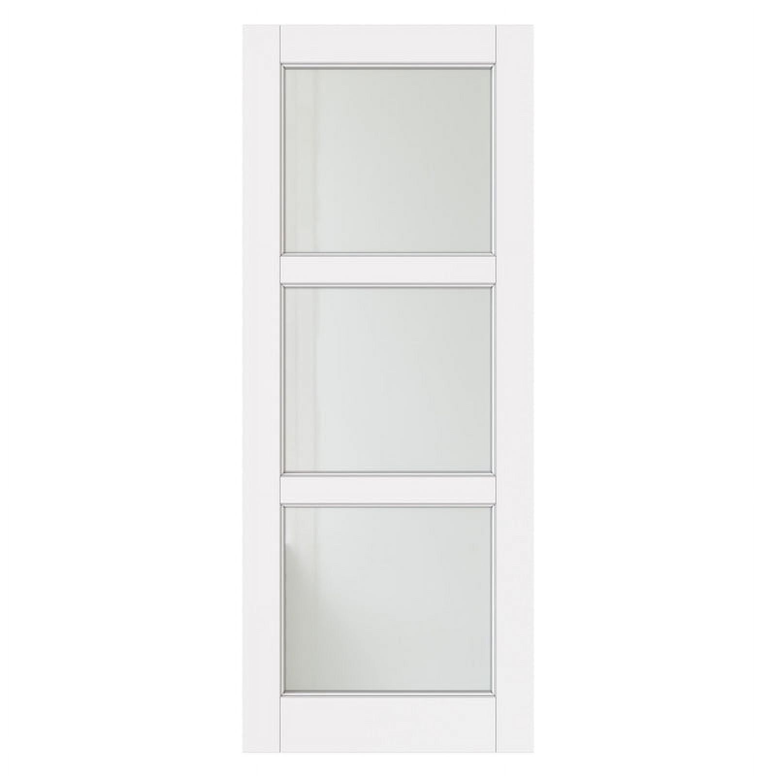 32" x 80" White Primed 3-Lite Frosted Glass Interior Door