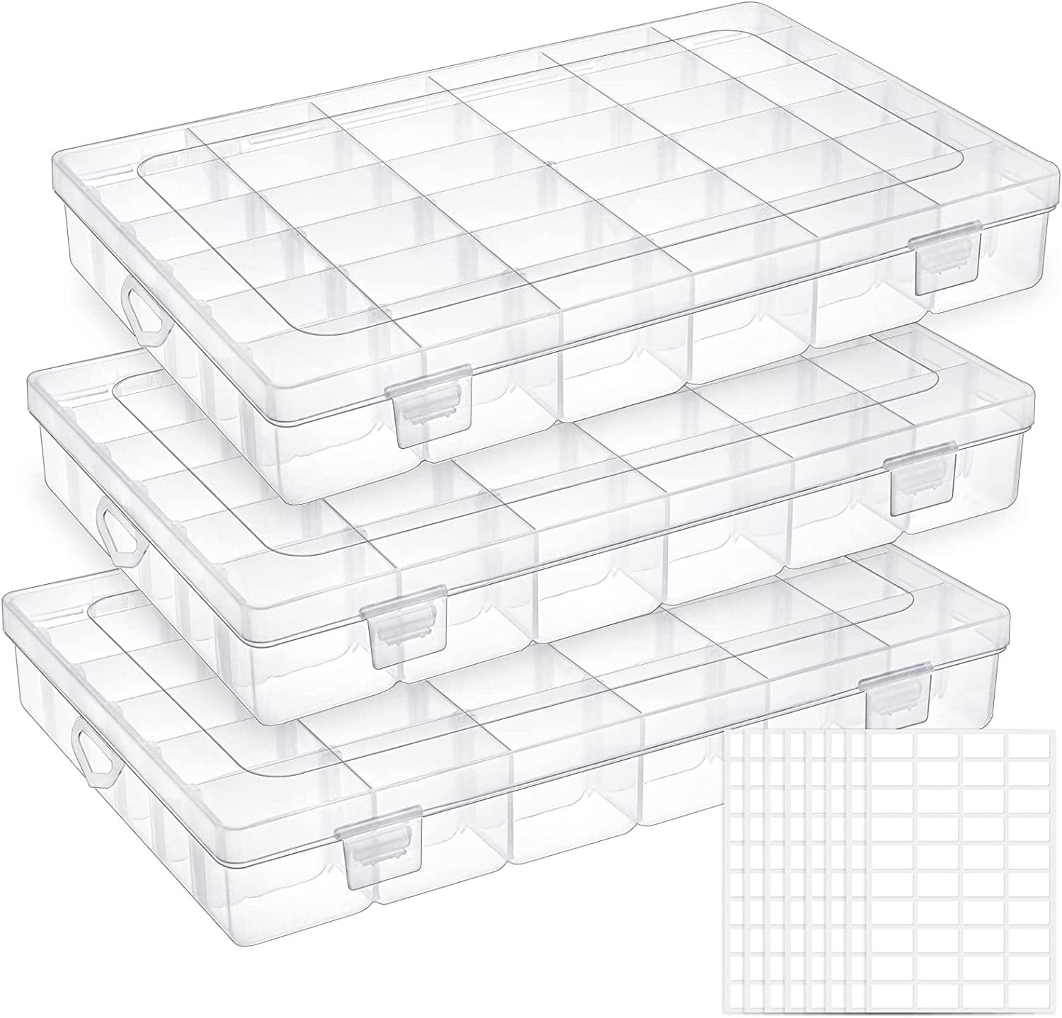 Clear Plastic 36-Grid Adjustable Organizer Box Set