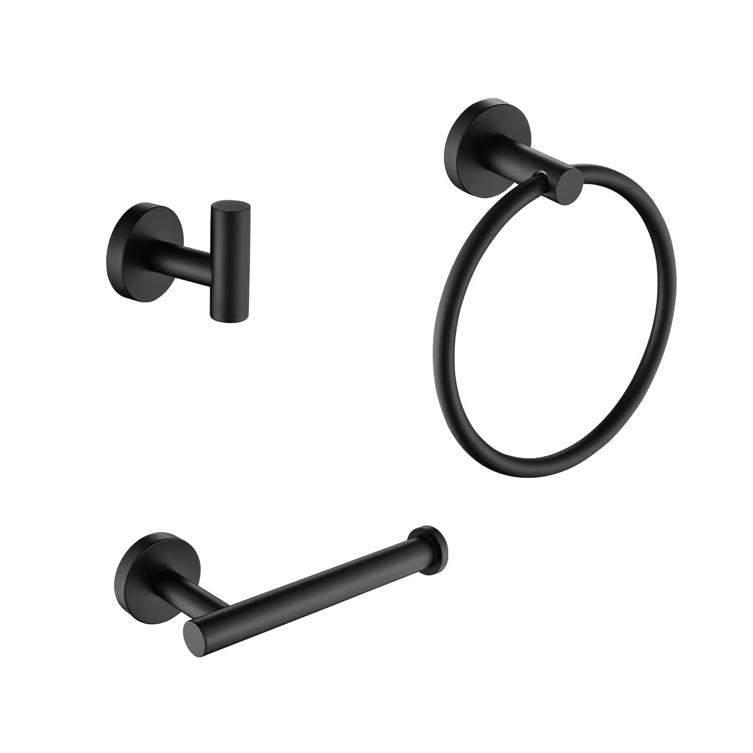 Matte Black Stainless Steel 3-Piece Bathroom Hardware Set