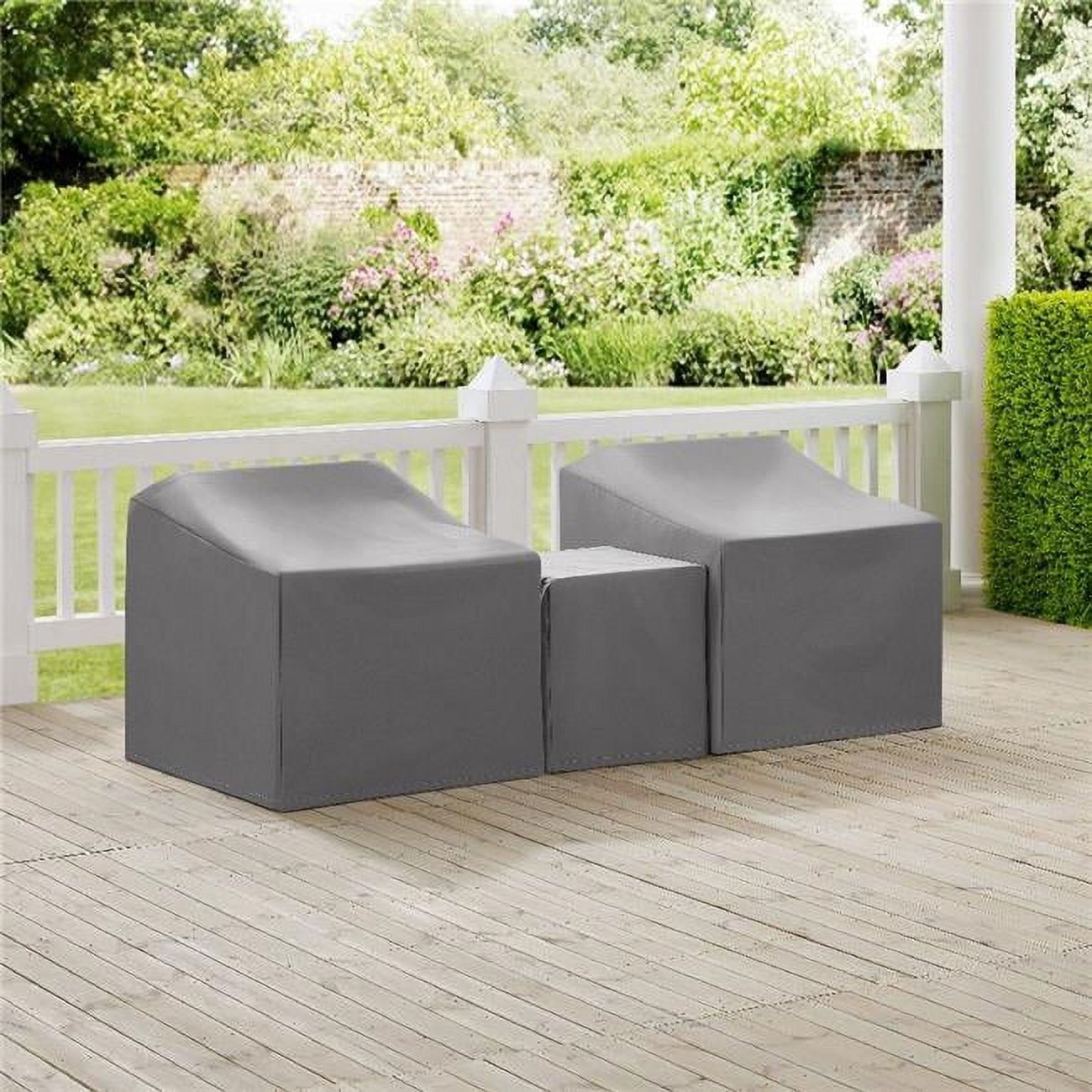 Gray Vinyl 3-Piece Outdoor Furniture Cover Set