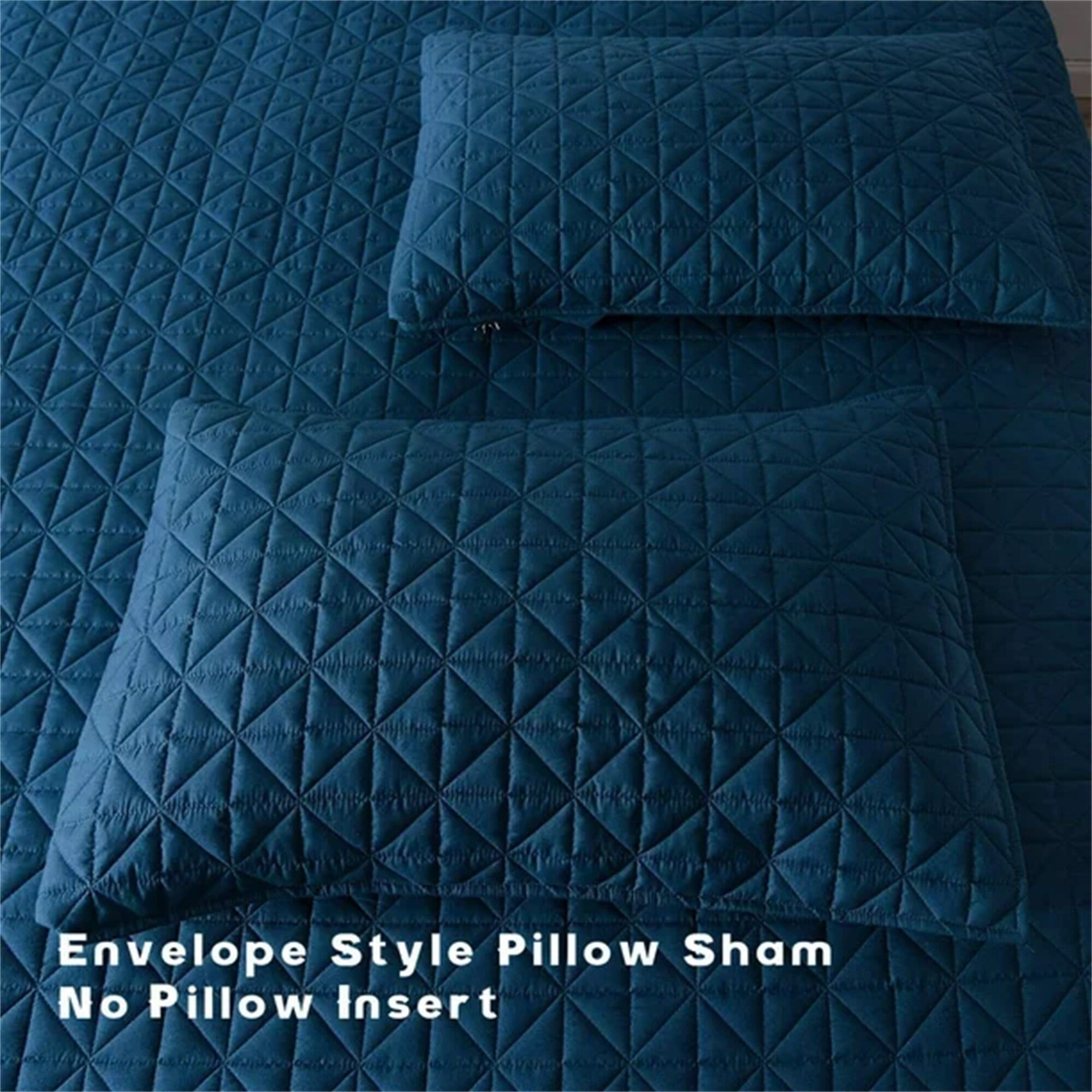 King Size Blue Reversible Microfiber Quilt Set