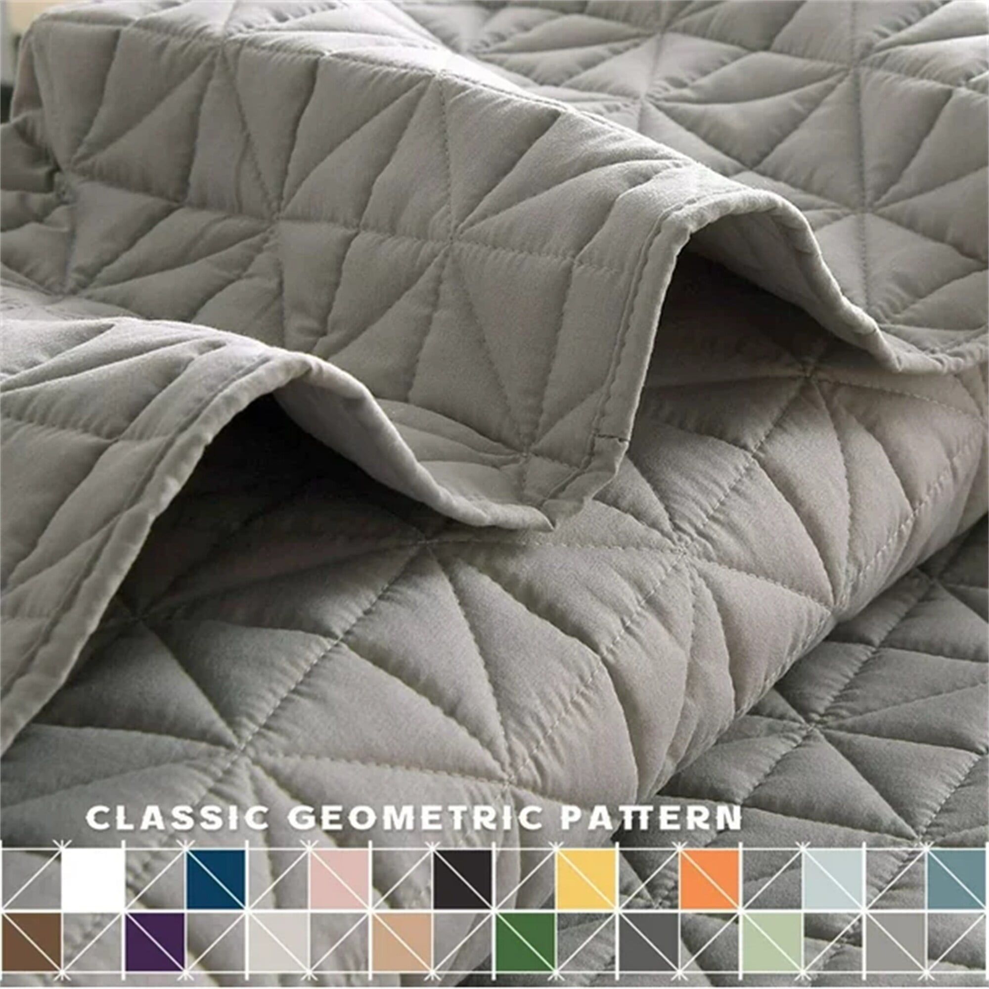 King Size Light Gray Reversible Microfiber Quilt Set