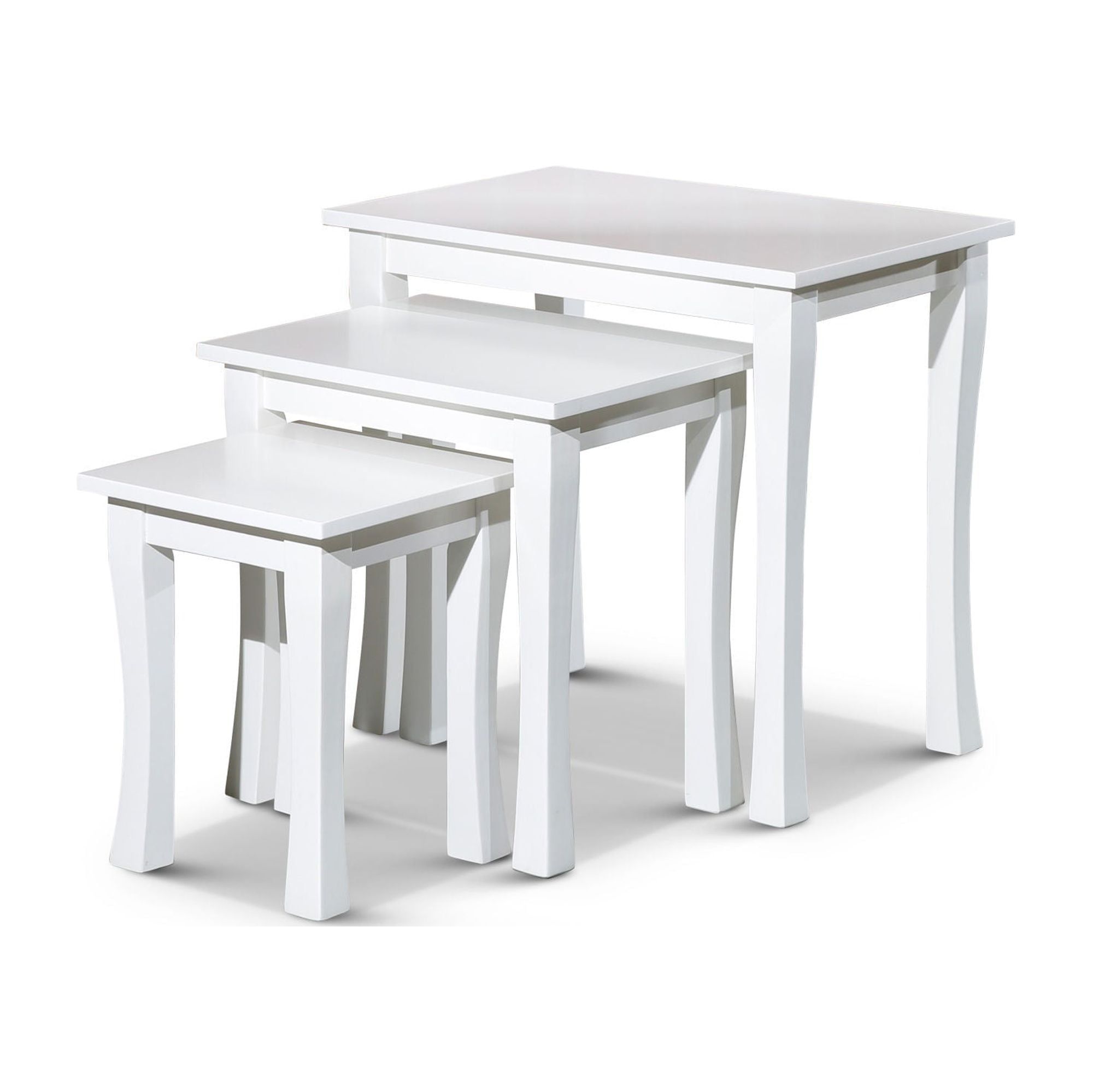 Aspen White 3-Piece Modern Nesting Table Set with Birchwood Veneer