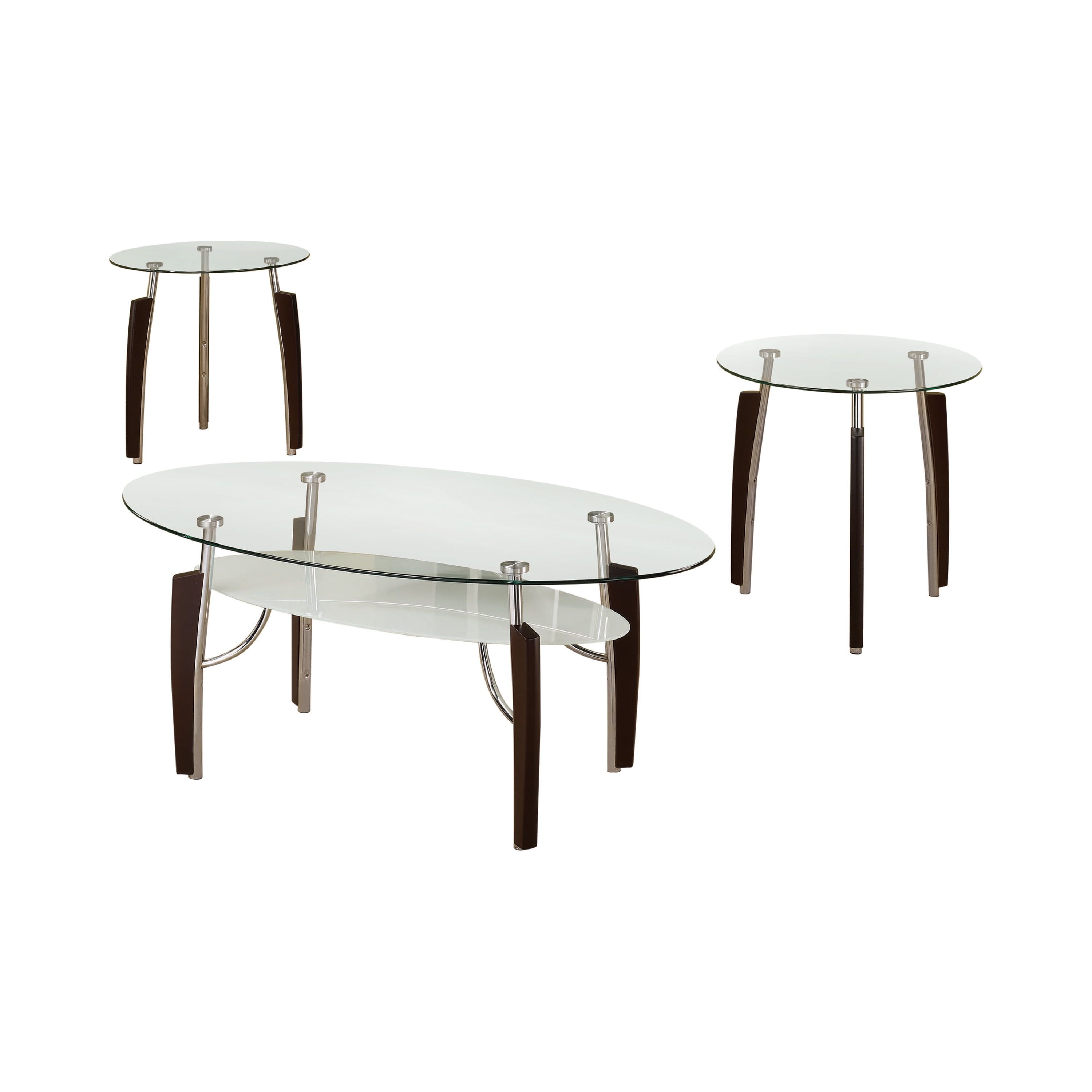 Cappuccino Elegance 48" Oval Glass Coffee Table with Chrome Accents