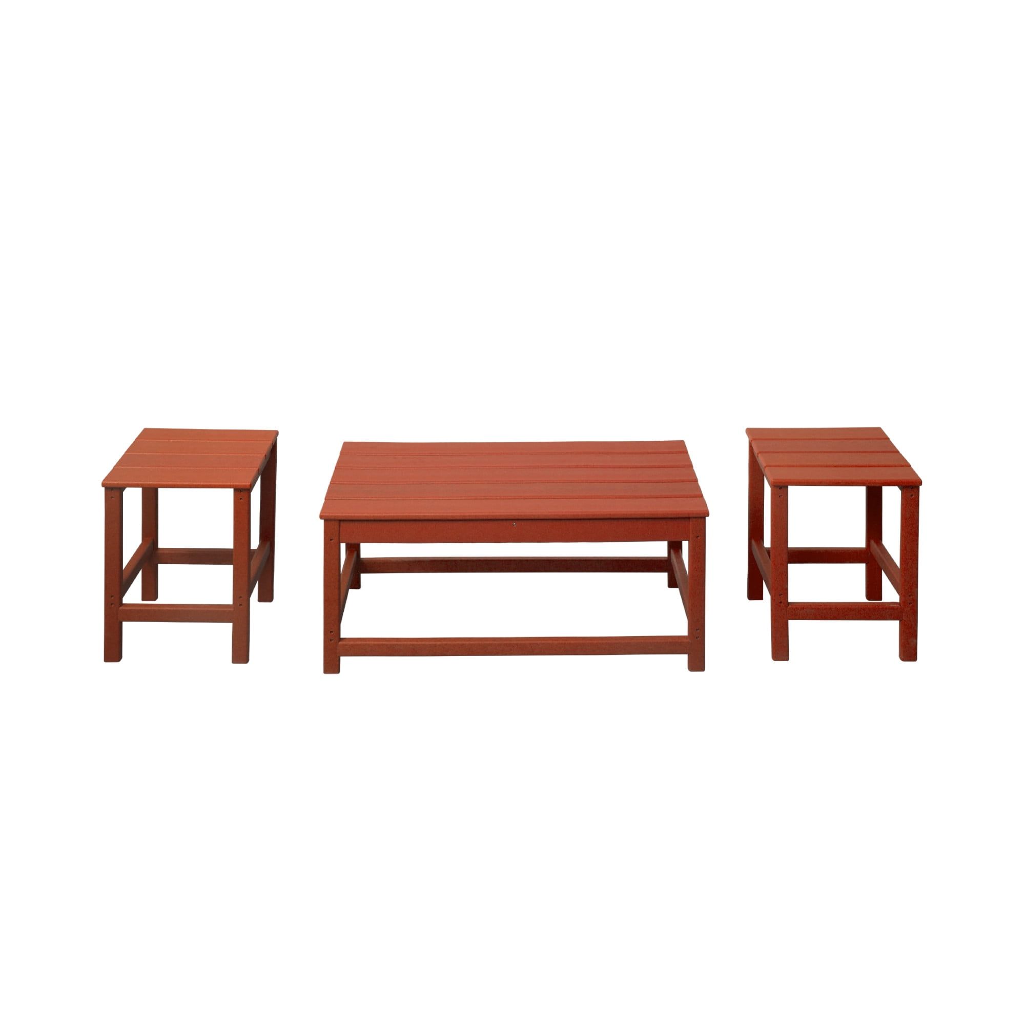 Red Adirondack 3-Piece Outdoor Coffee & Side Table Set