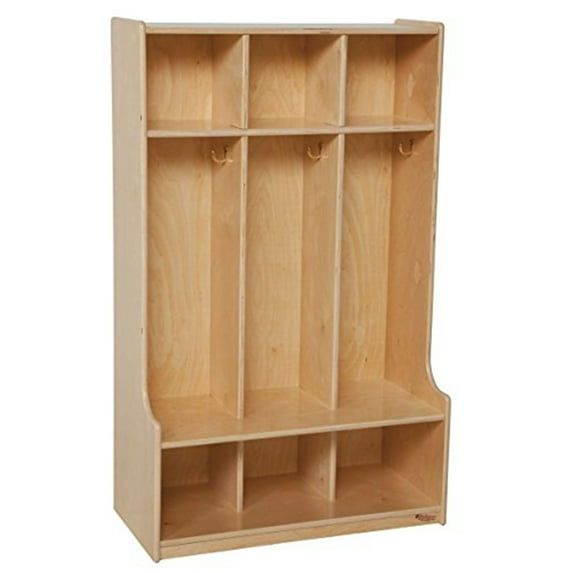 Natural Wood 3-Wide Kids Locker with 9 Compartments