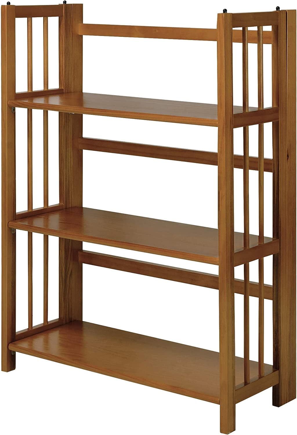 Mission Chestnut Medium Stained 3-Shelf Stackable Wood Bookcase