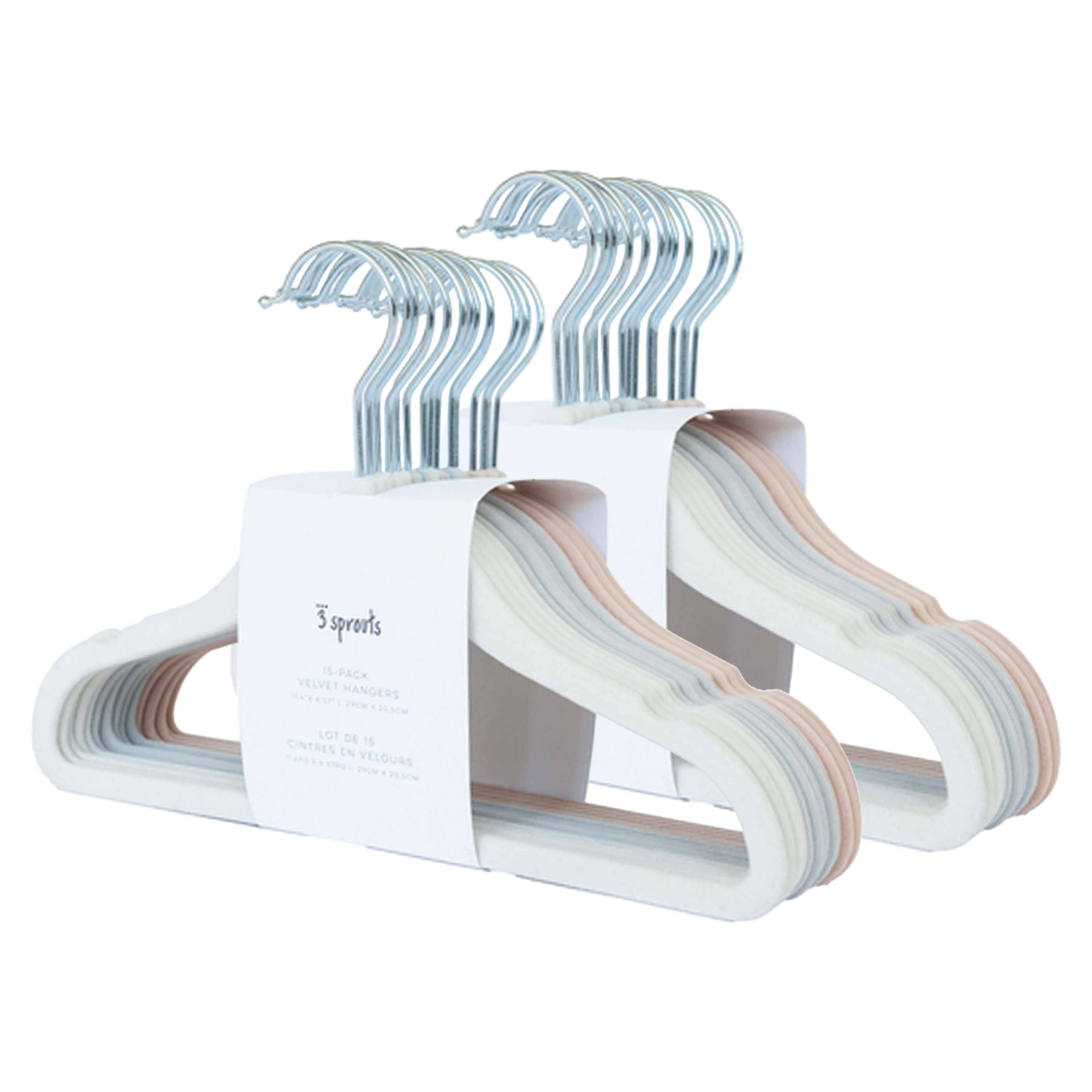 3 Sprouts Assorted Velvet Baby Clothes Hangers - Pack of 30