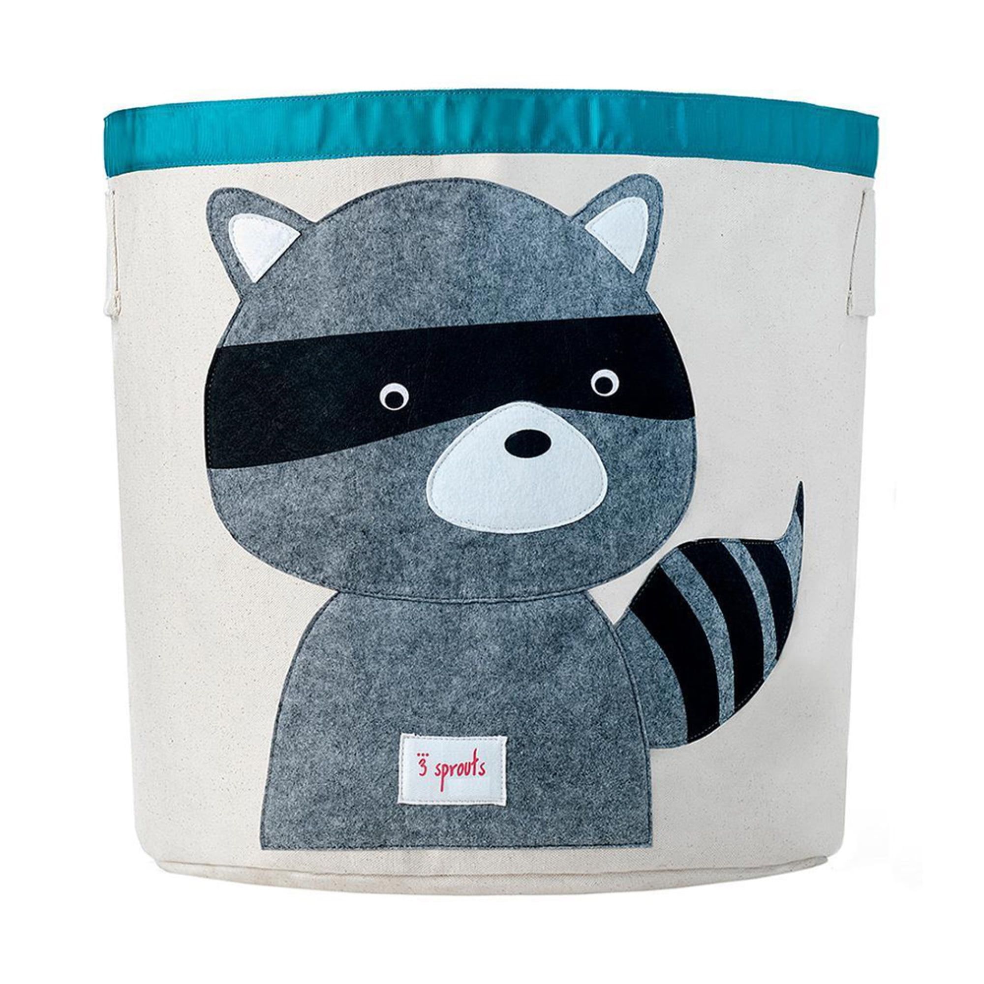 Raccoon Canvas Collapsible Kids Storage Bin and Laundry Hamper