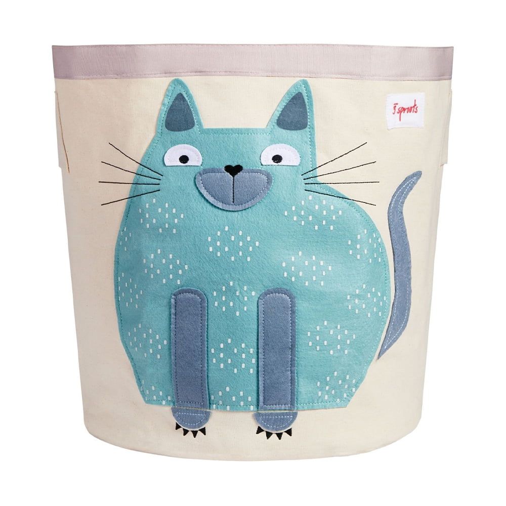 Cat Canvas Collapsible Toy and Laundry Basket for Kids