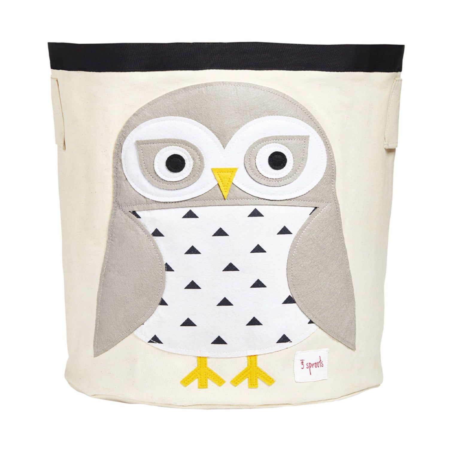 3 Sprouts White and Gray Canvas Owl Storage Bin