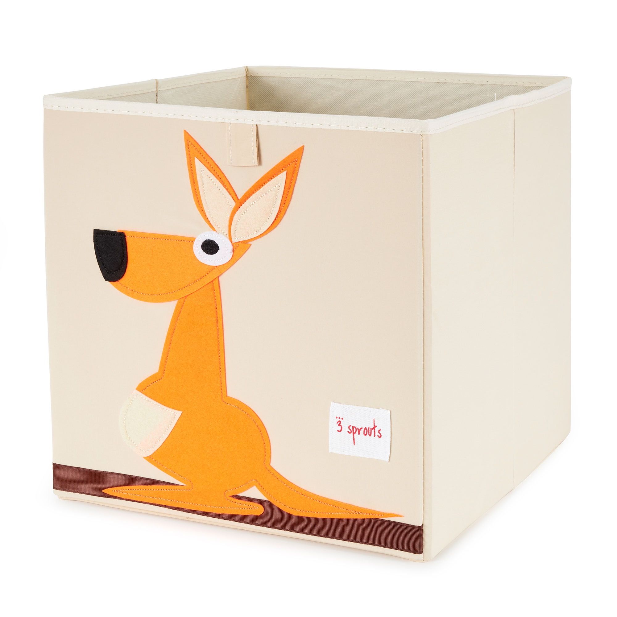 Kangaroo Beige and Orange Fabric Foldable Storage Cube