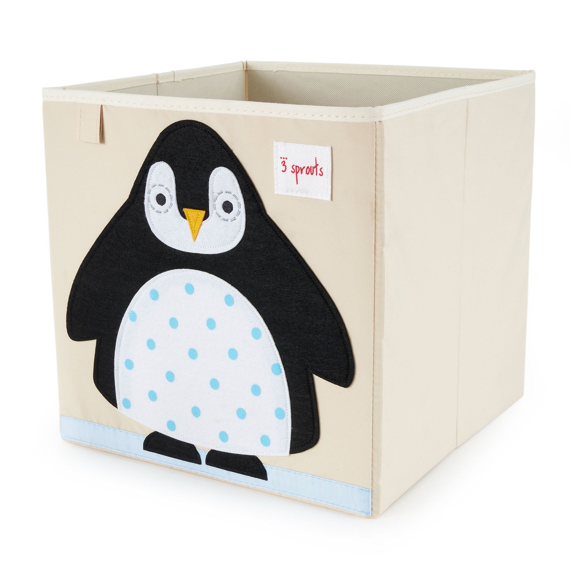 Arctic Penguin Foldable Beige Fabric Storage Cube