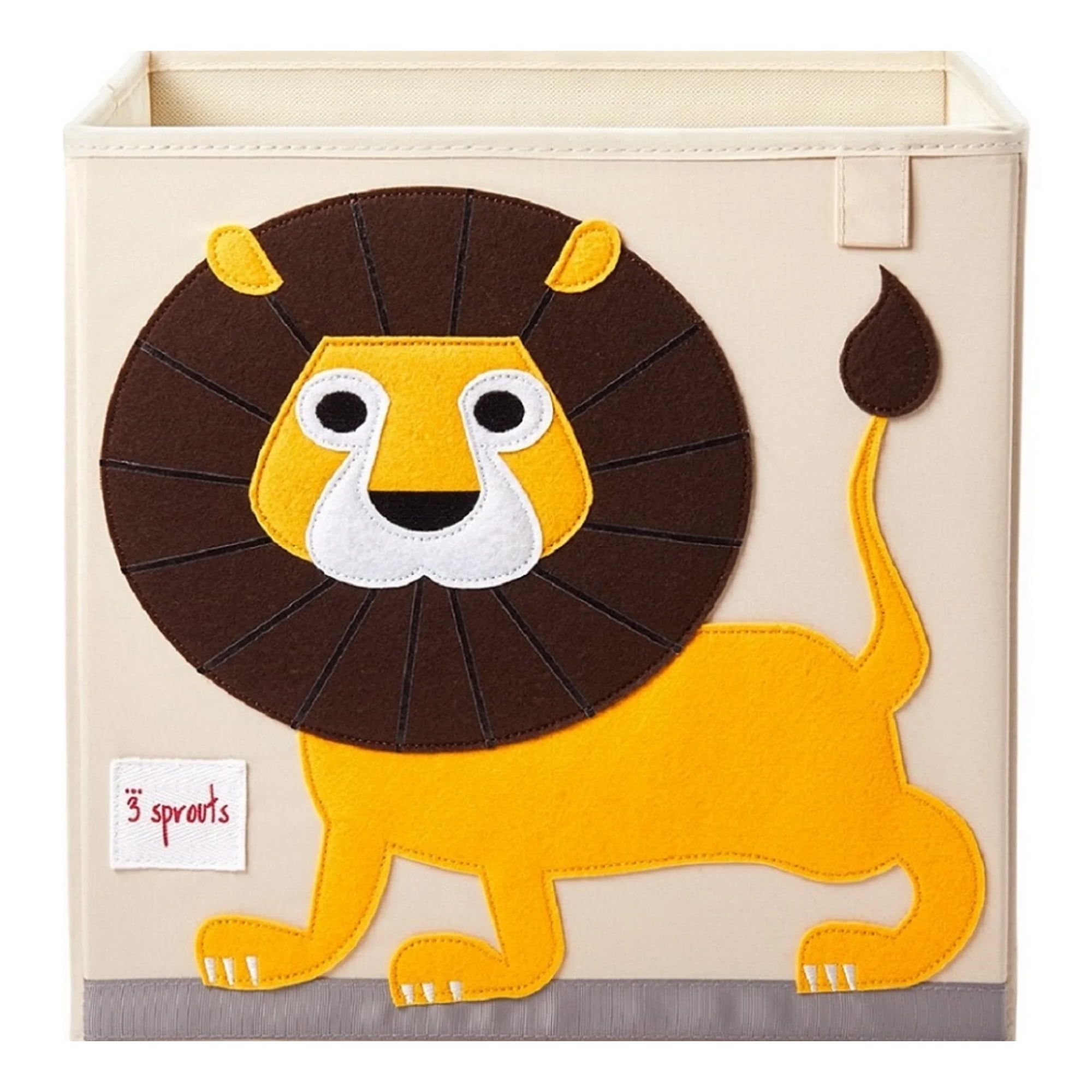 Lion Themed Yellow-Brown Foldable Fabric Storage Cube