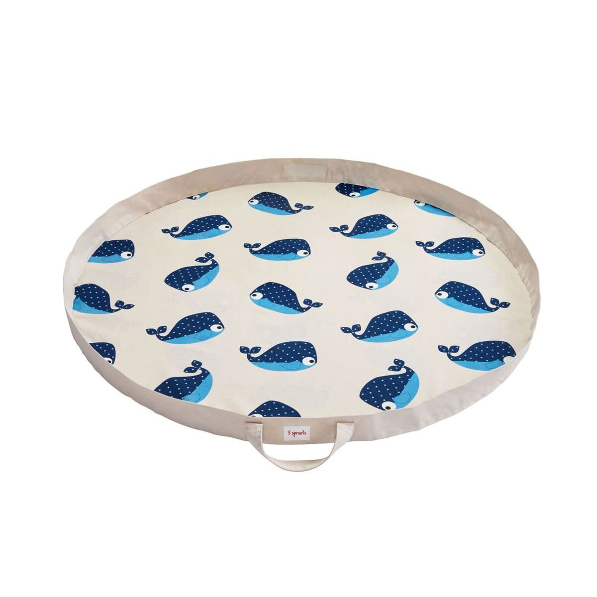 Blue Whale Cotton Convertible Toy Storage Bag and Play Mat