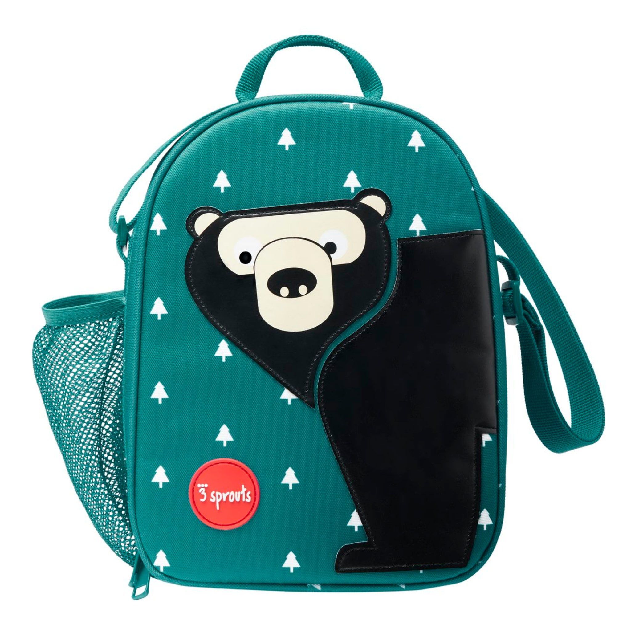 Bear Themed Green Insulated Kids Lunch Tote with Shoulder Strap