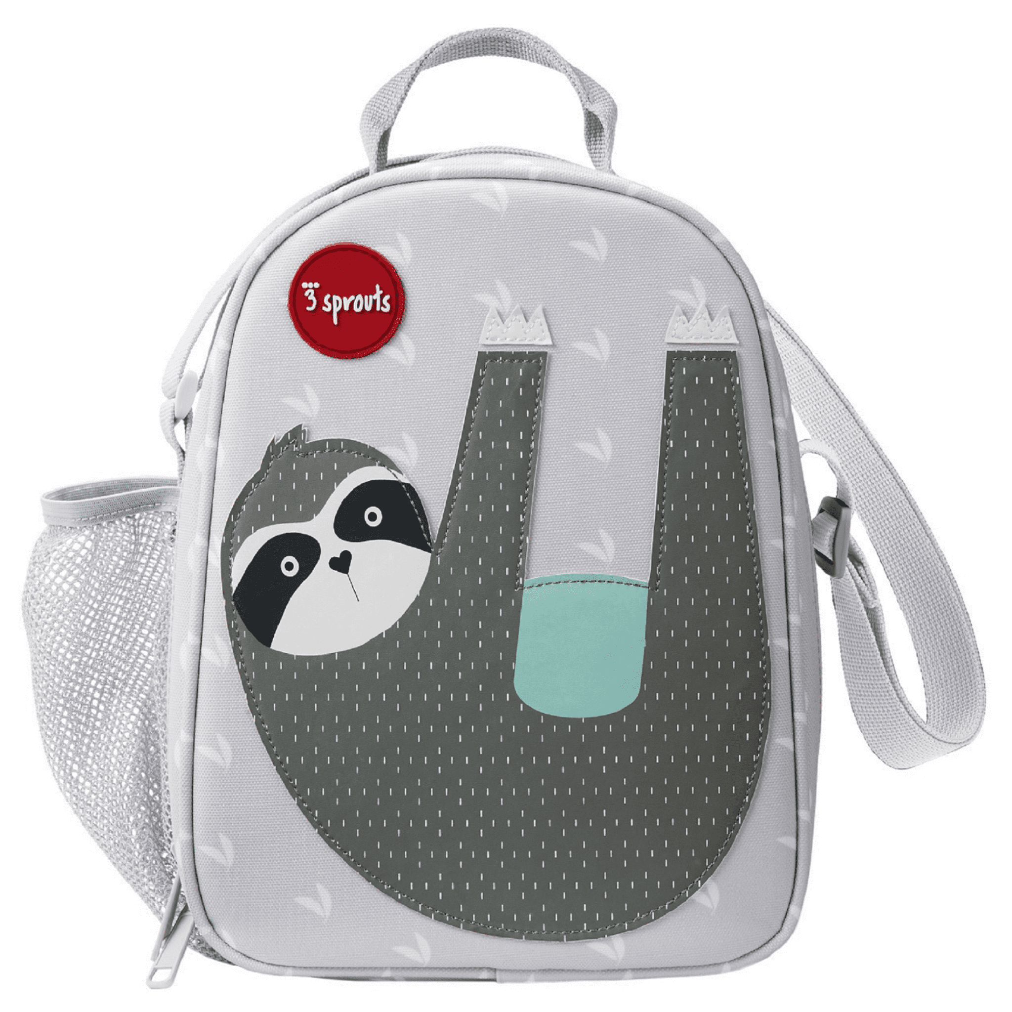 3 Sprouts Gray and Teal Sloth Insulated Kids Lunch Bag