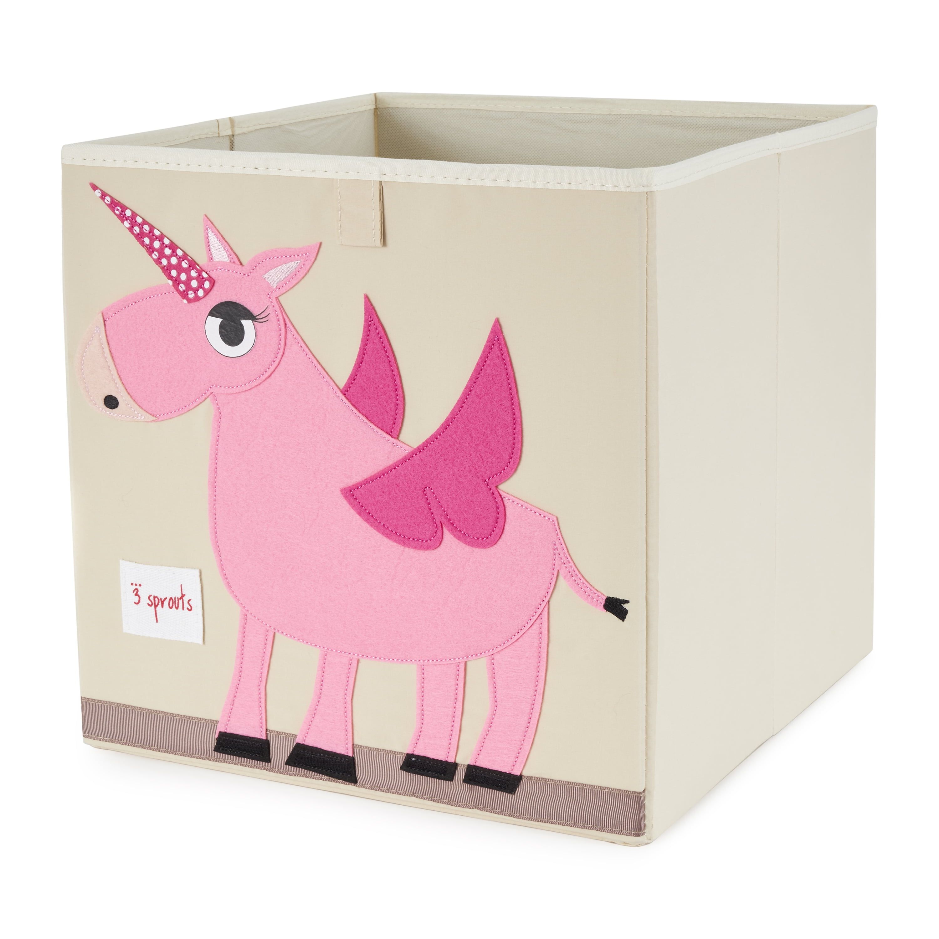 Pink Unicorn Foldable Fabric Storage Cube with Dividers