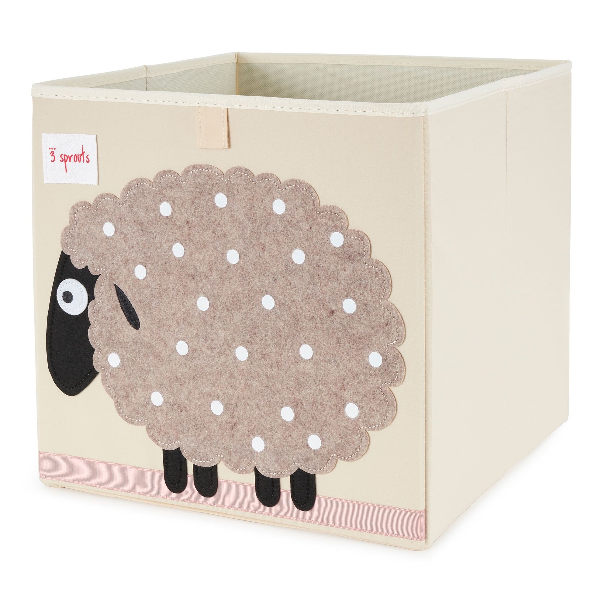 Sheep Design Beige Foldable Fabric Storage Cube for Kids