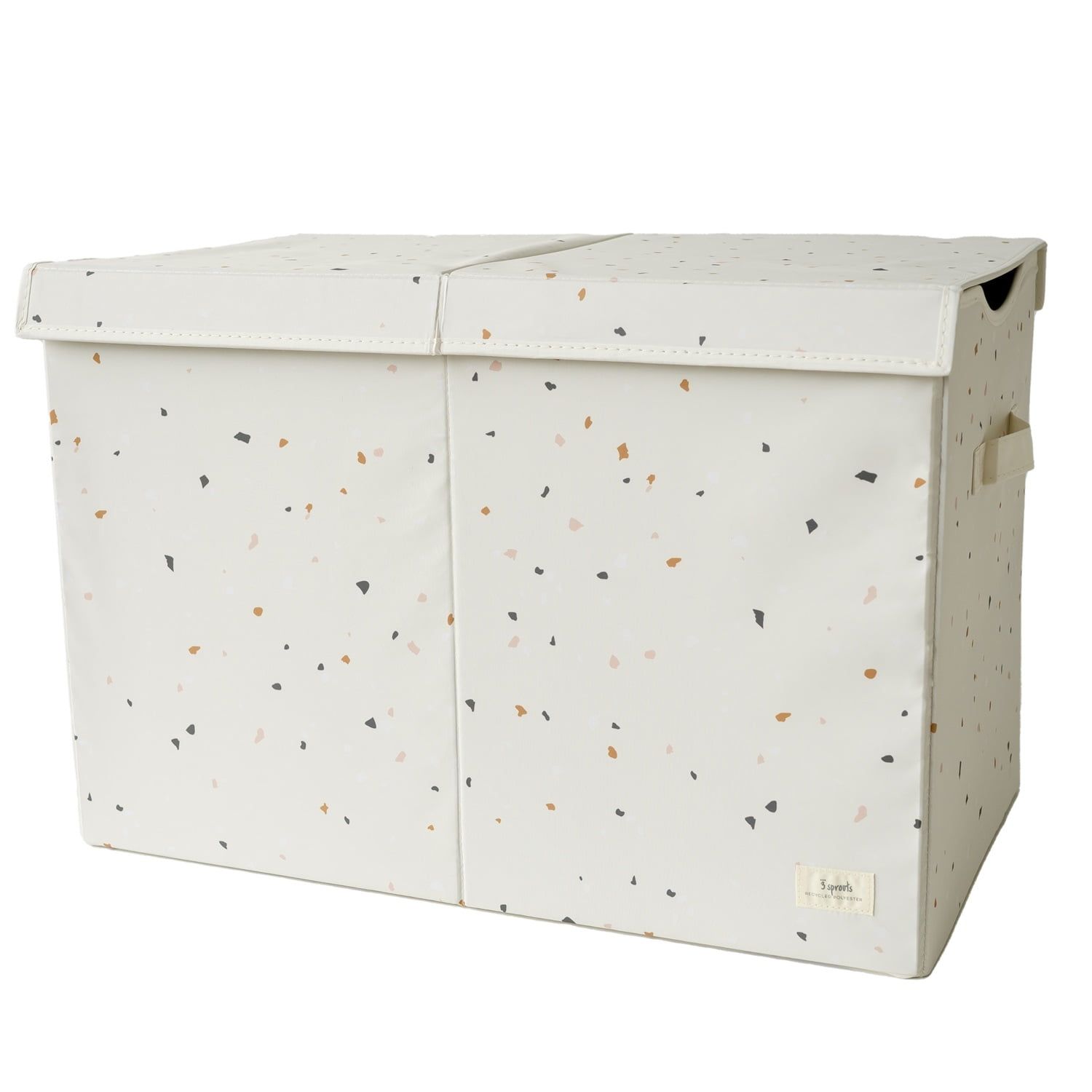 Cream Terrazzo Recycled Fabric Folding Storage Chest with Lid